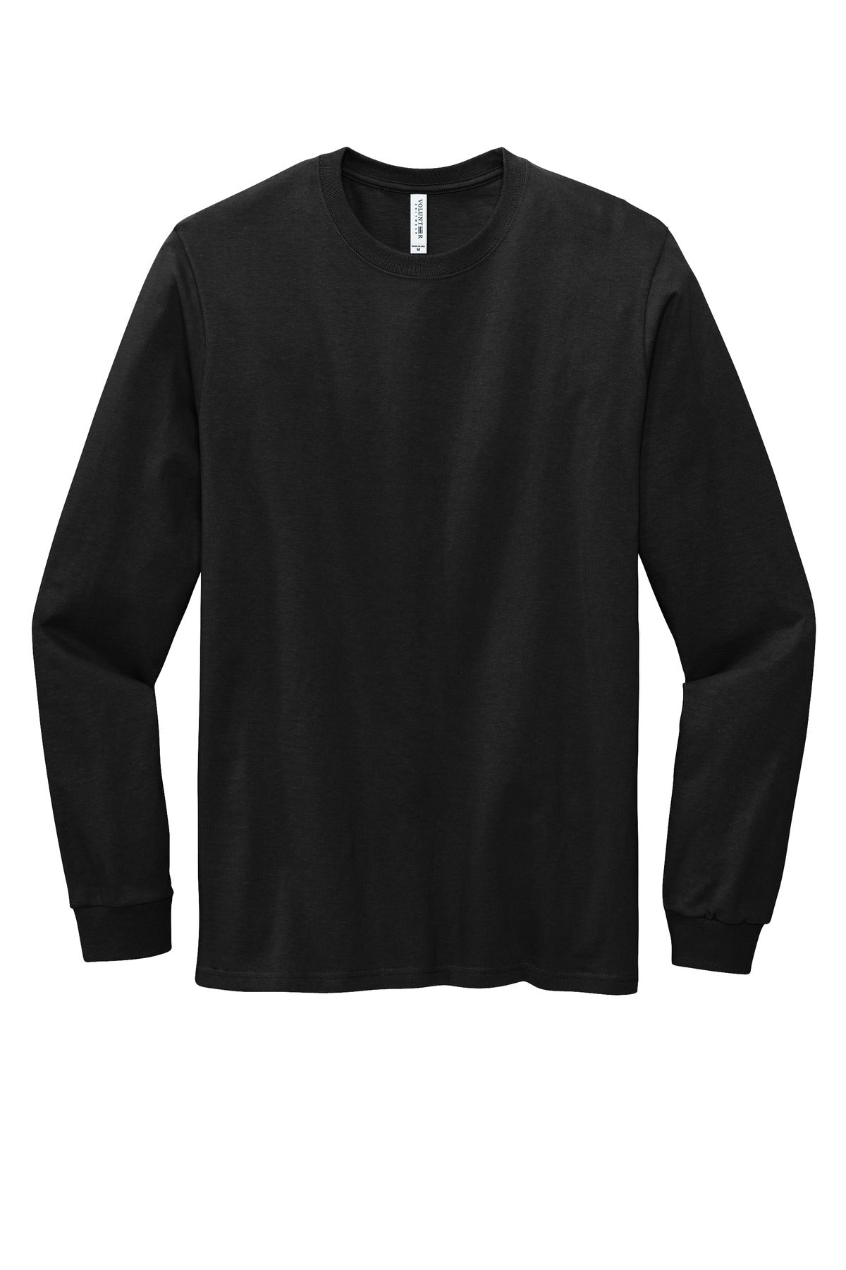 Front View of DeepBlack Volunteer Knitwear All-American Long Sleeve Tee VL100LS