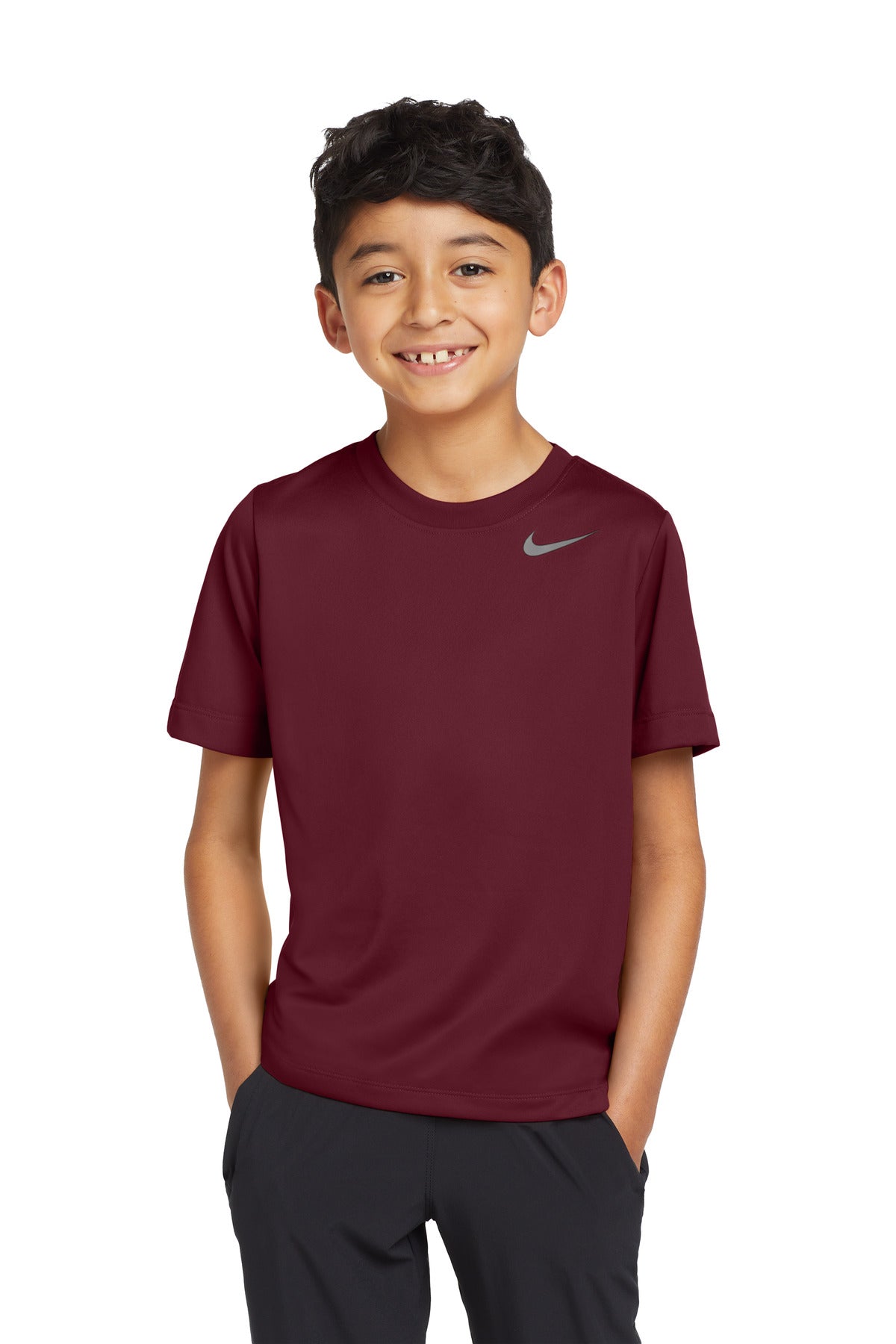Front View of DeepMaroon Nike Youth Team rLegend Tee DV7317