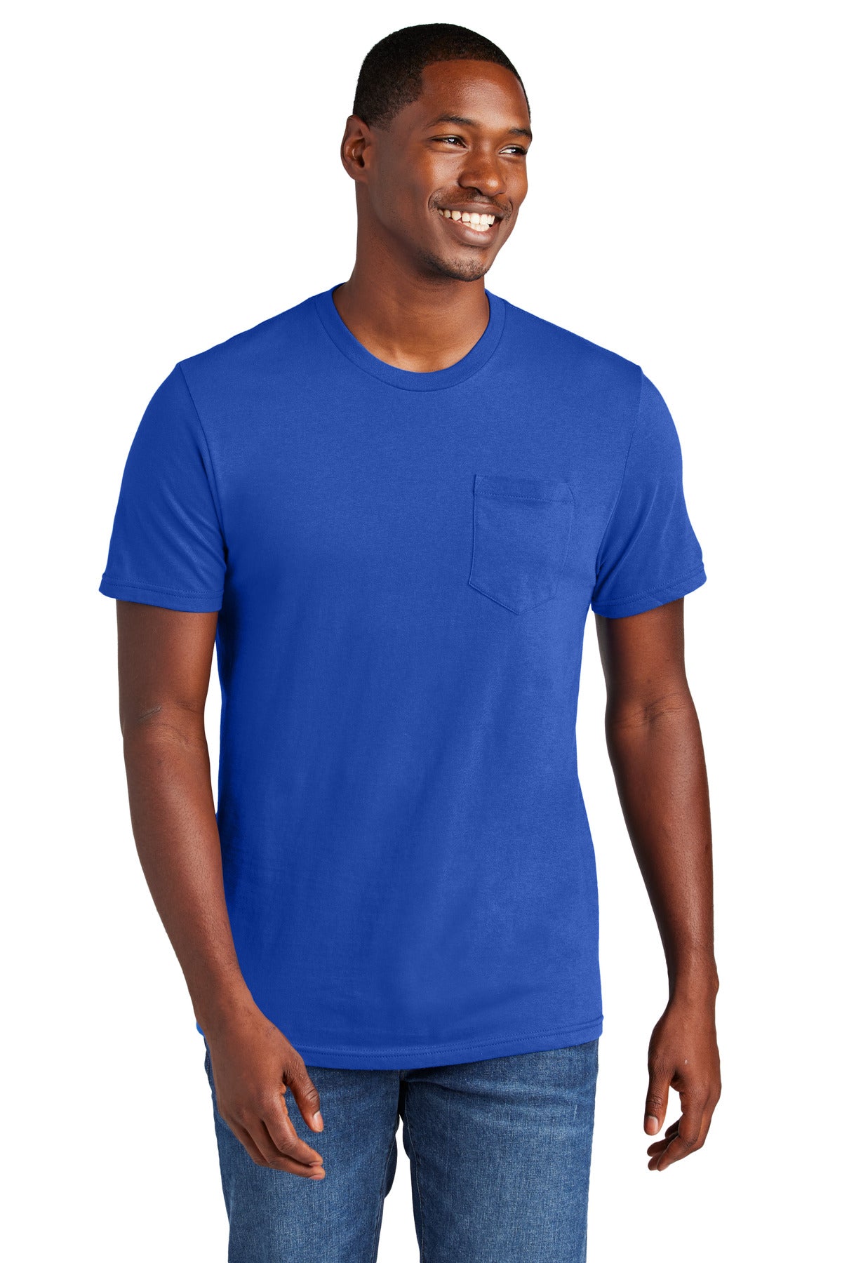 Front View of DeepRoyal District Very Important Tee with Pocket. DT6000P