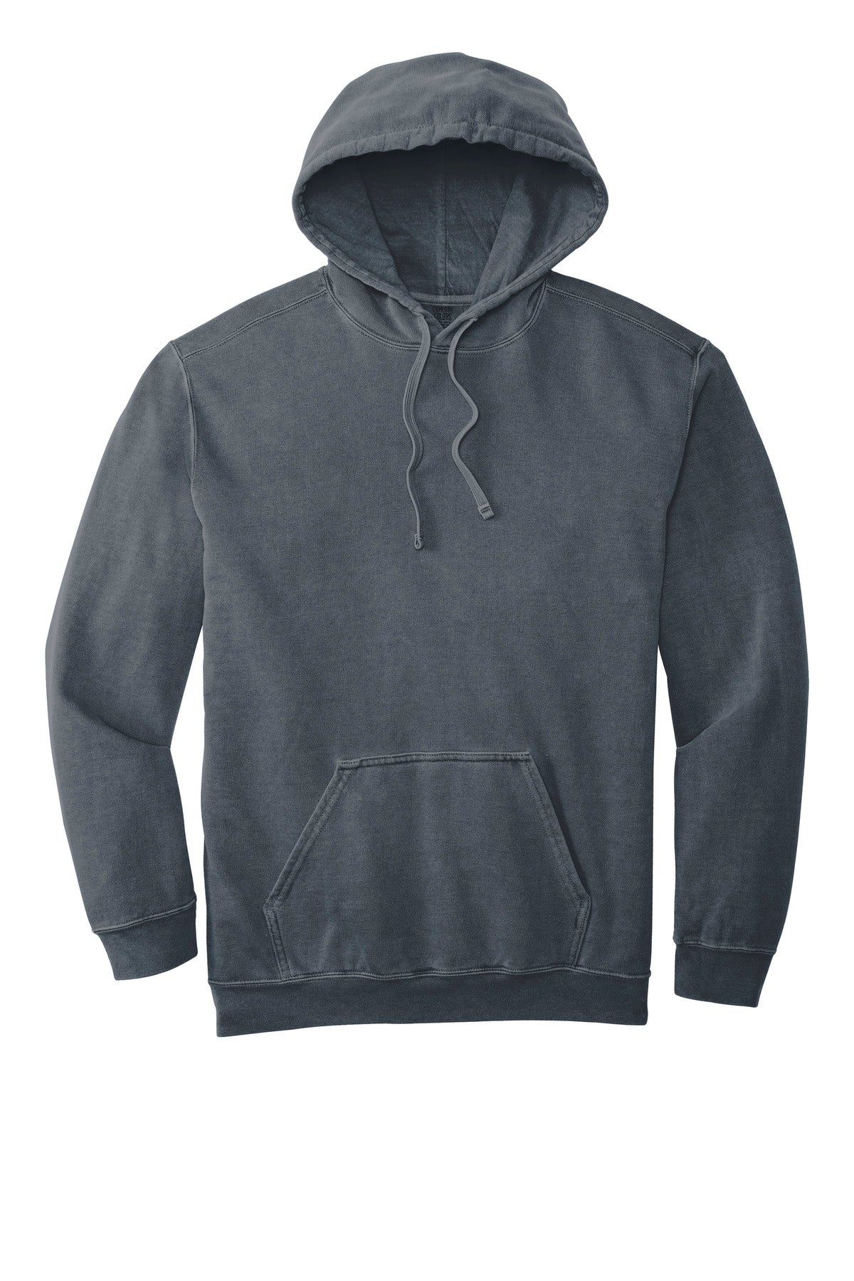 Front View of Denim COMFORT COLORS Ring Spun Hooded Sweatshirt. 1567