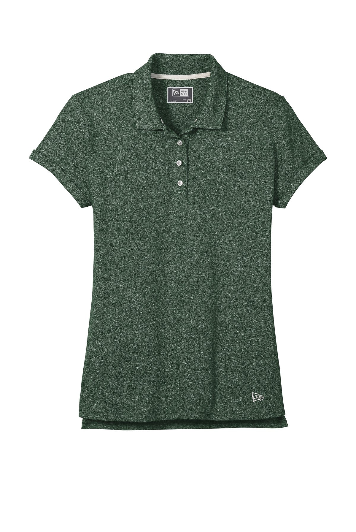 Front View of Dk Green Twist New Era Women's Slub Twist Polo LNEA301