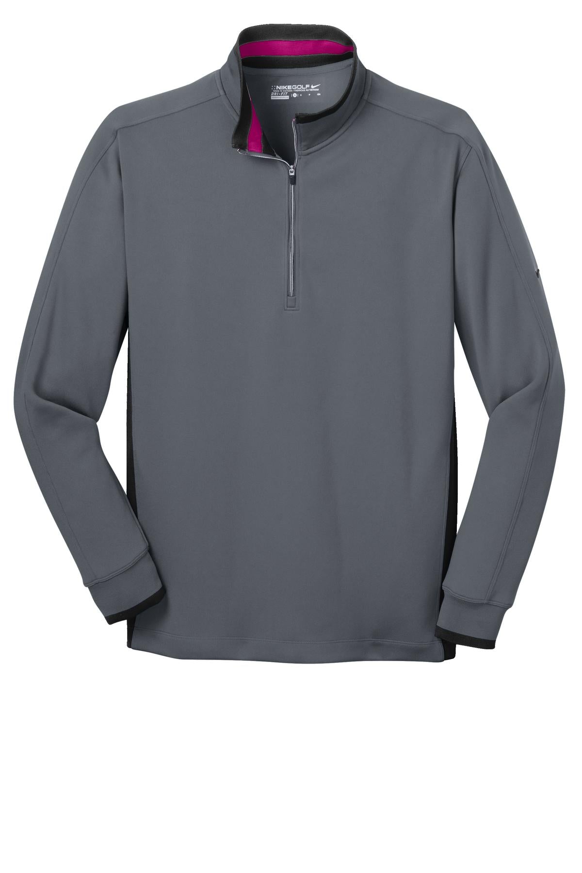 Front View of Dk Gry/Blk/Fus Nike Dri-FIT 1/2-Zip Cover-Up. 578673