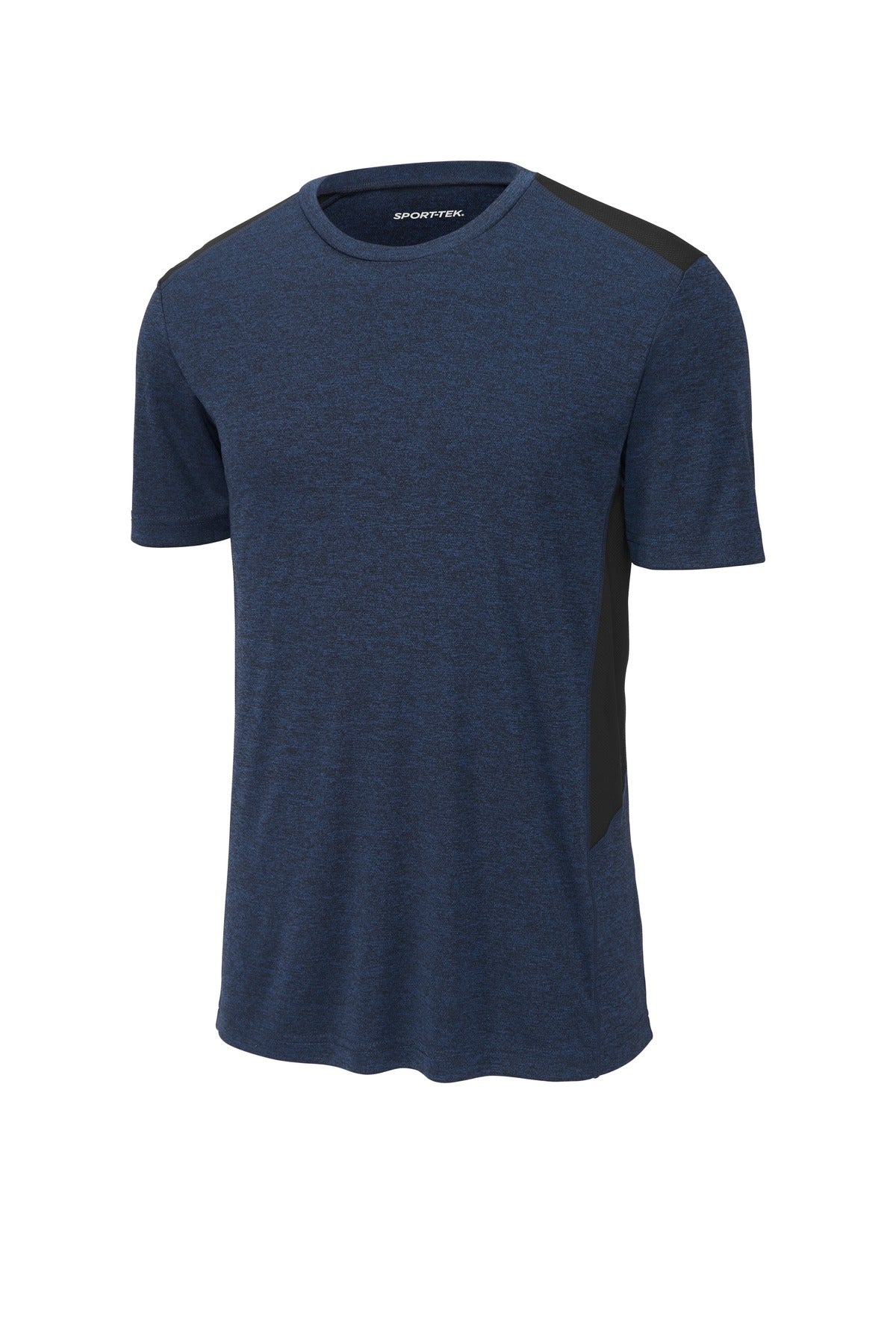 Front View of Dk Roy Hth/Blk Sport-Tek Endeavor Tee. ST465