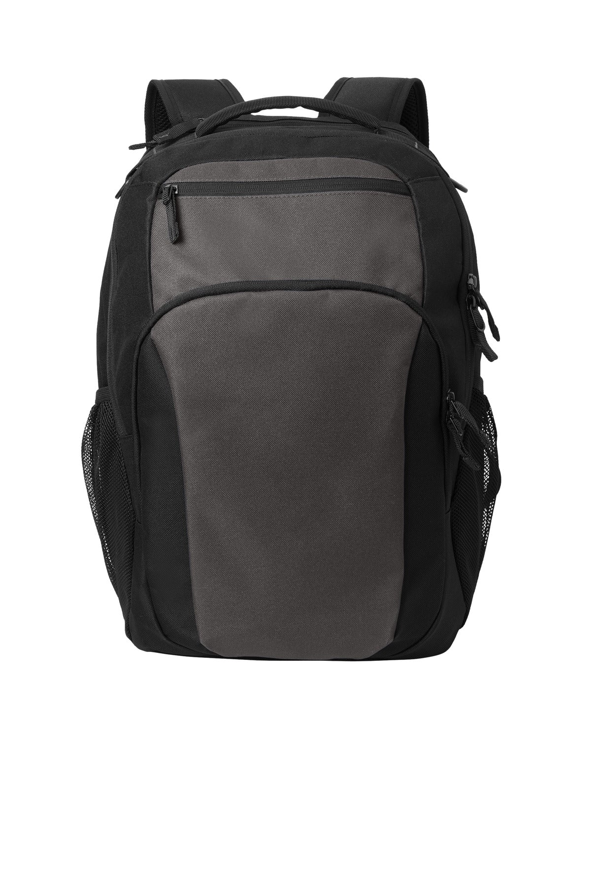 Front View of DkChar/Blk Port Authority Transport Backpack BG232