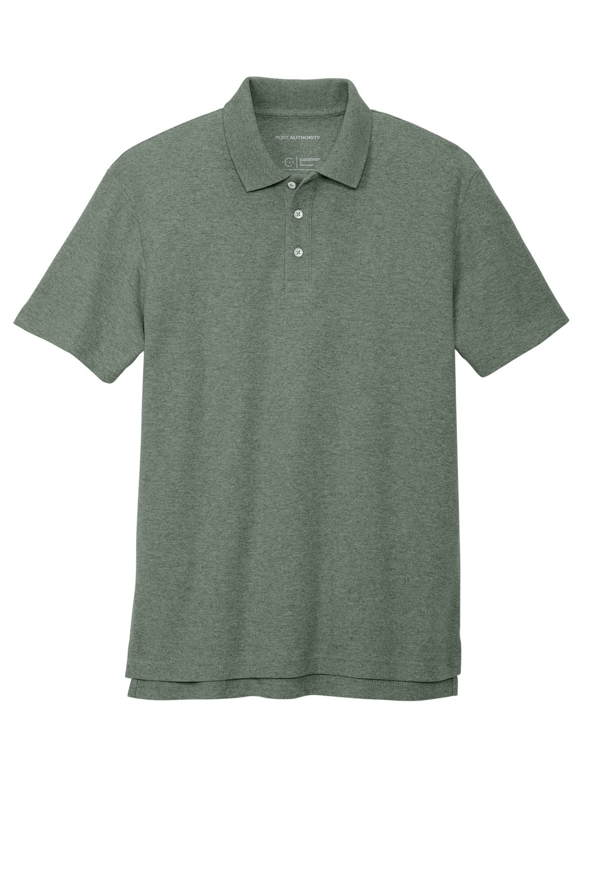 Front View of DkGreenHt Port Authority C-FREE Cotton Blend Pique Polo K867