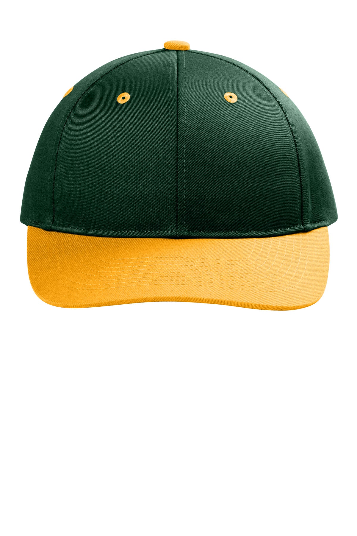Front View of DkGrn/Gold Port Authority Snapback Cap C118