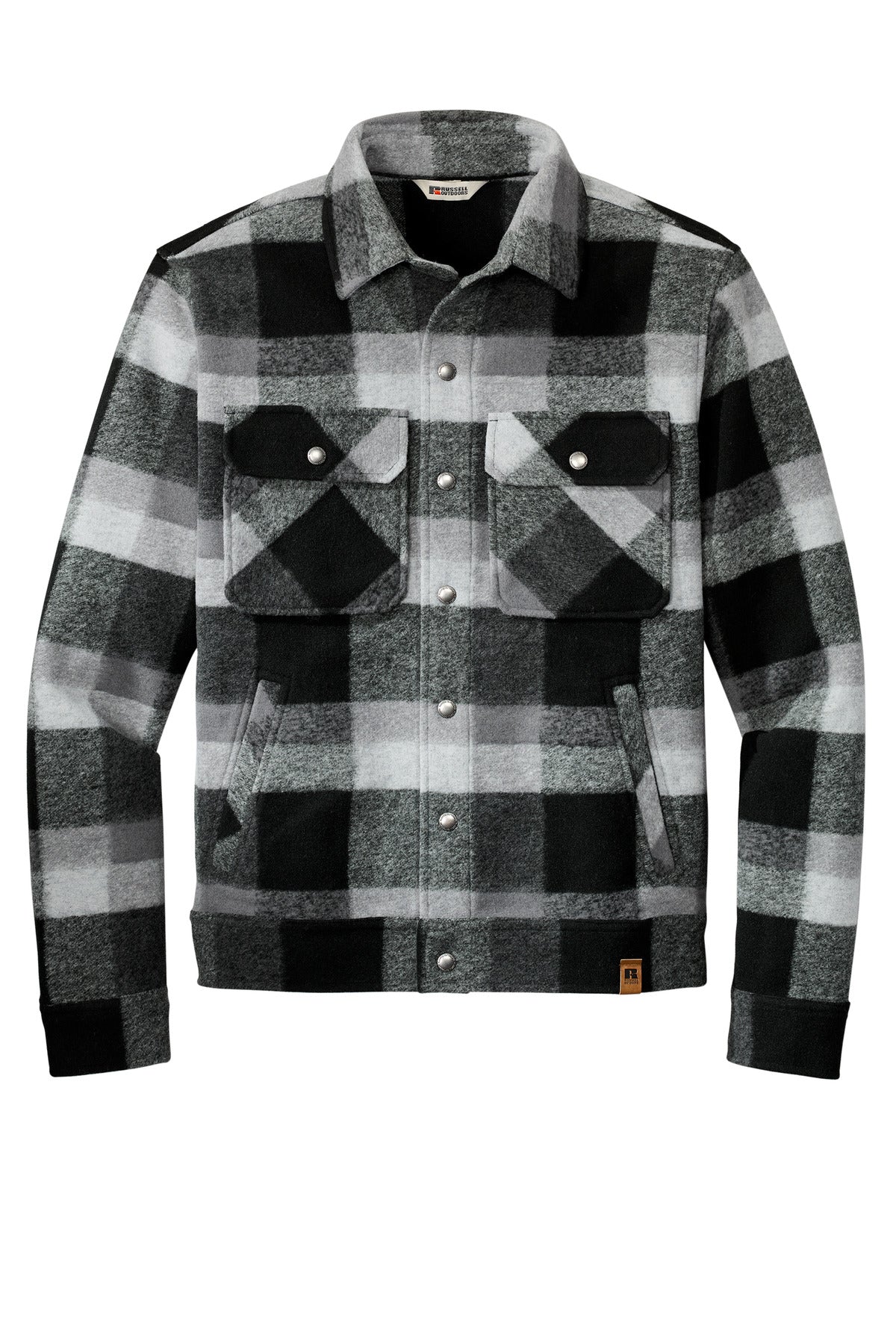 Front View of DpBlkPlaid Russell Outdoors Basin Jacket RU550