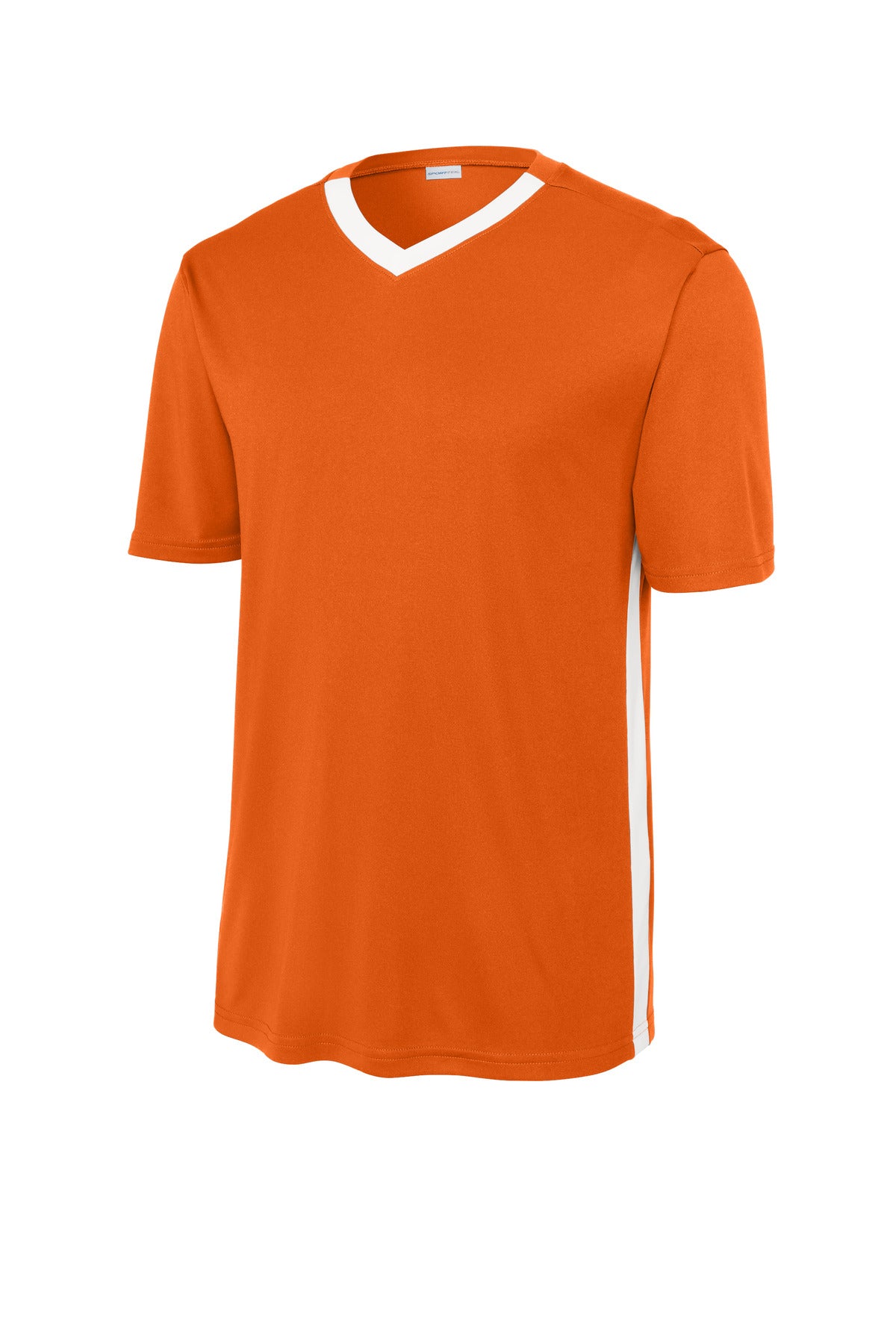 Front View of DpOr/White Sport-Tek Competitor United V-Neck ST101
