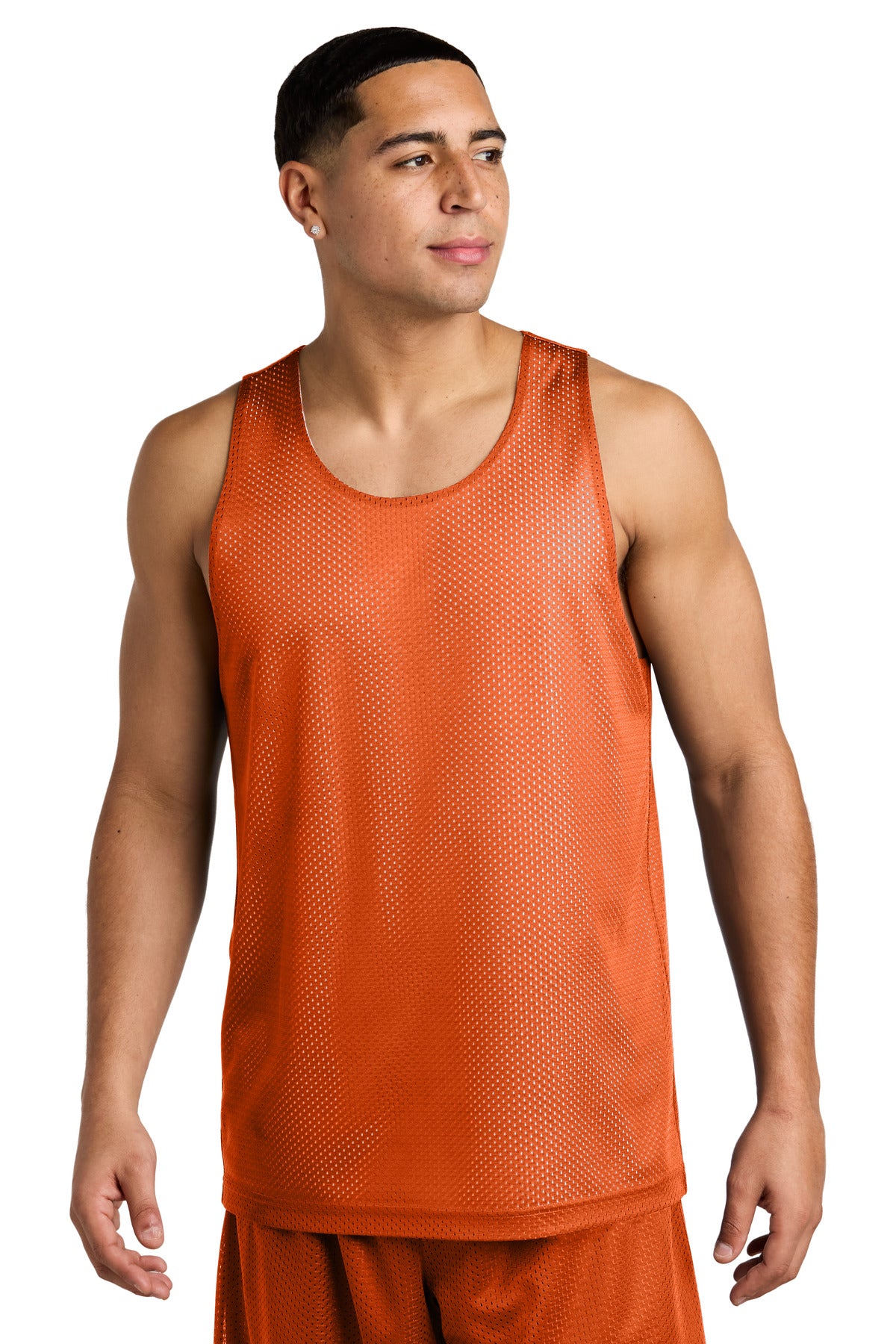 Front View of DpOr/White Sport-Tek PosiCharge Reversible Mesh Tank ST5000