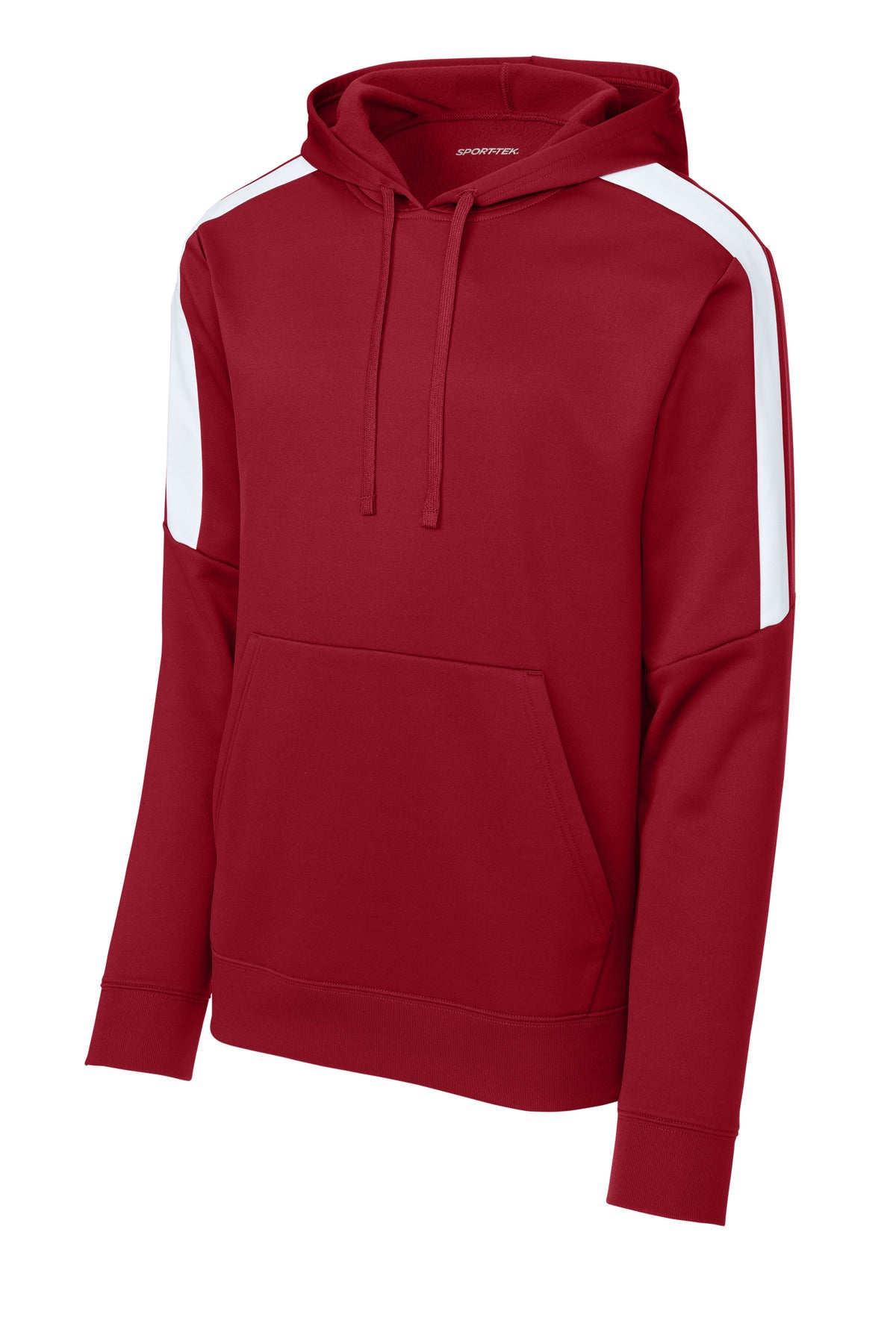 Front View of DpRd/Wht Sport-Tek Sport-Wick Fleece United Pullover Hoodie ST255
