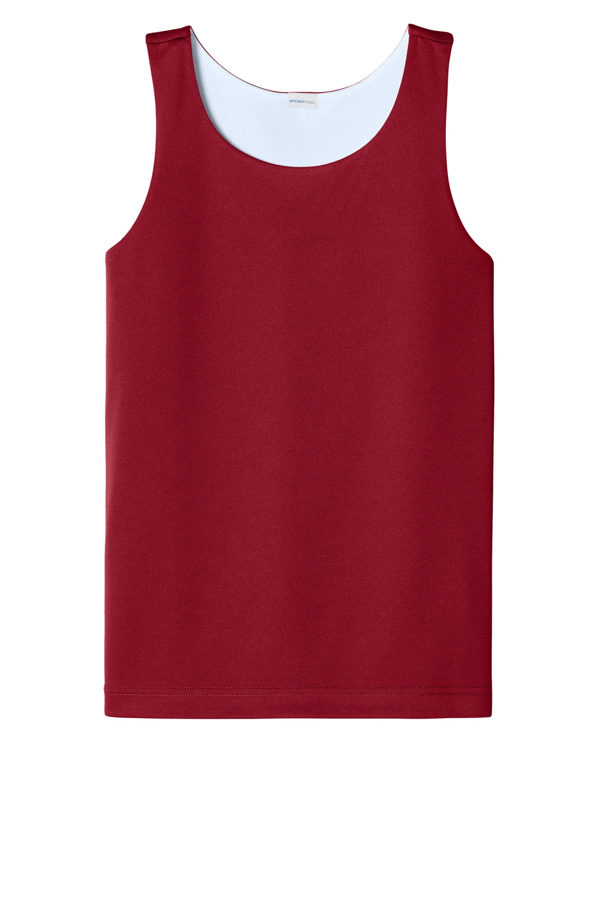 Front View of DpRd/Wht Sport-Tek Youth PosiCharge Competitor Rev Tank YST551