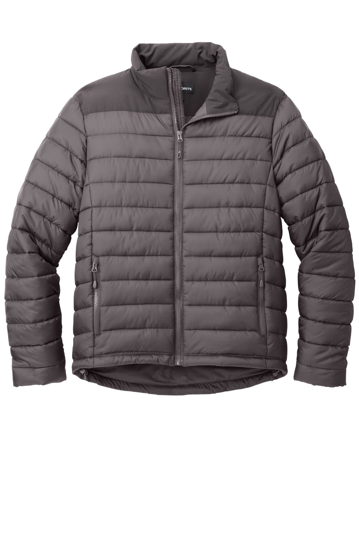 Front View of DpSm/GrySm Port Authority Horizon Puffy Jacket J364
