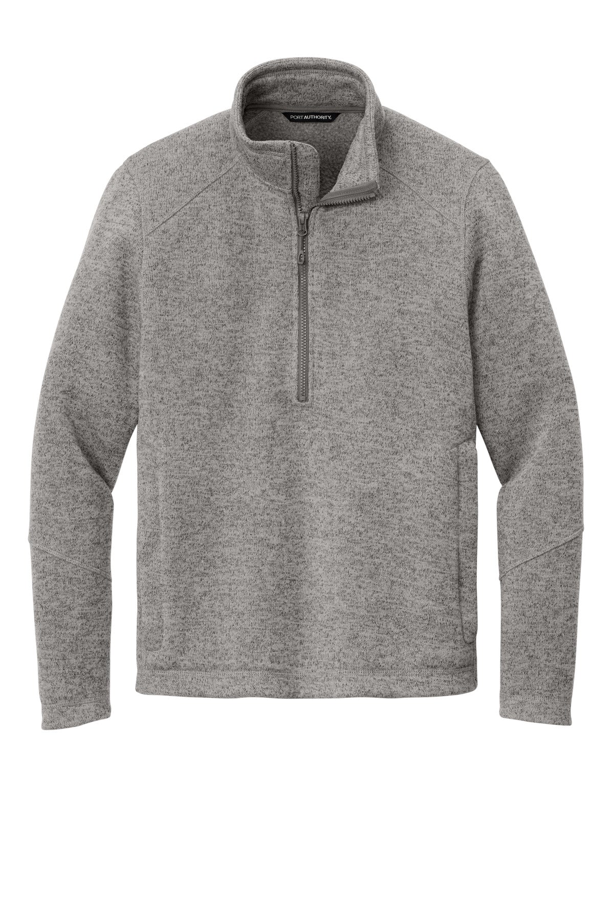 Front View of DpSmkHthr Port Authority Arc Sweater Fleece 1/4-Zip F426