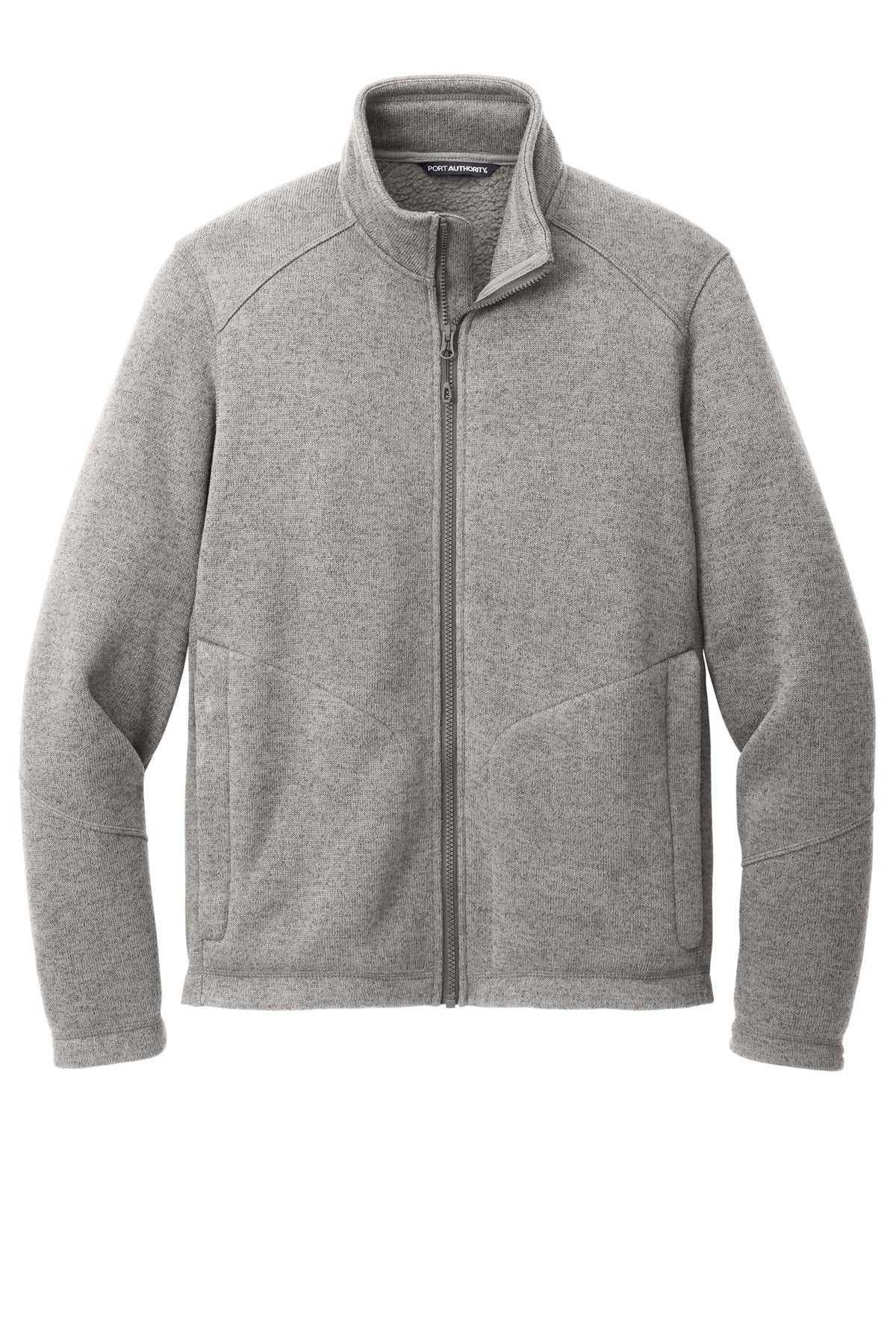 Front View of DpSmkHthr Port Authority Arc Sweater Fleece Jacket F428