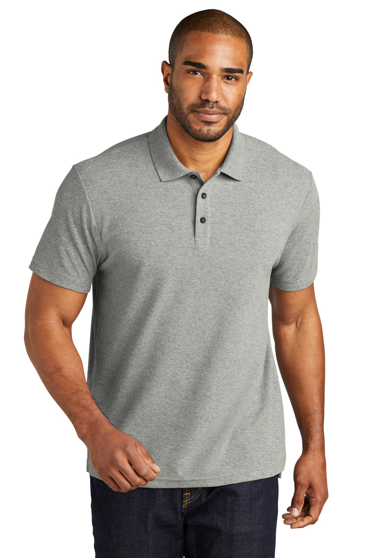 Front View of DpSmkHthr Port Authority C-FREE Cotton Blend Pique Polo K867