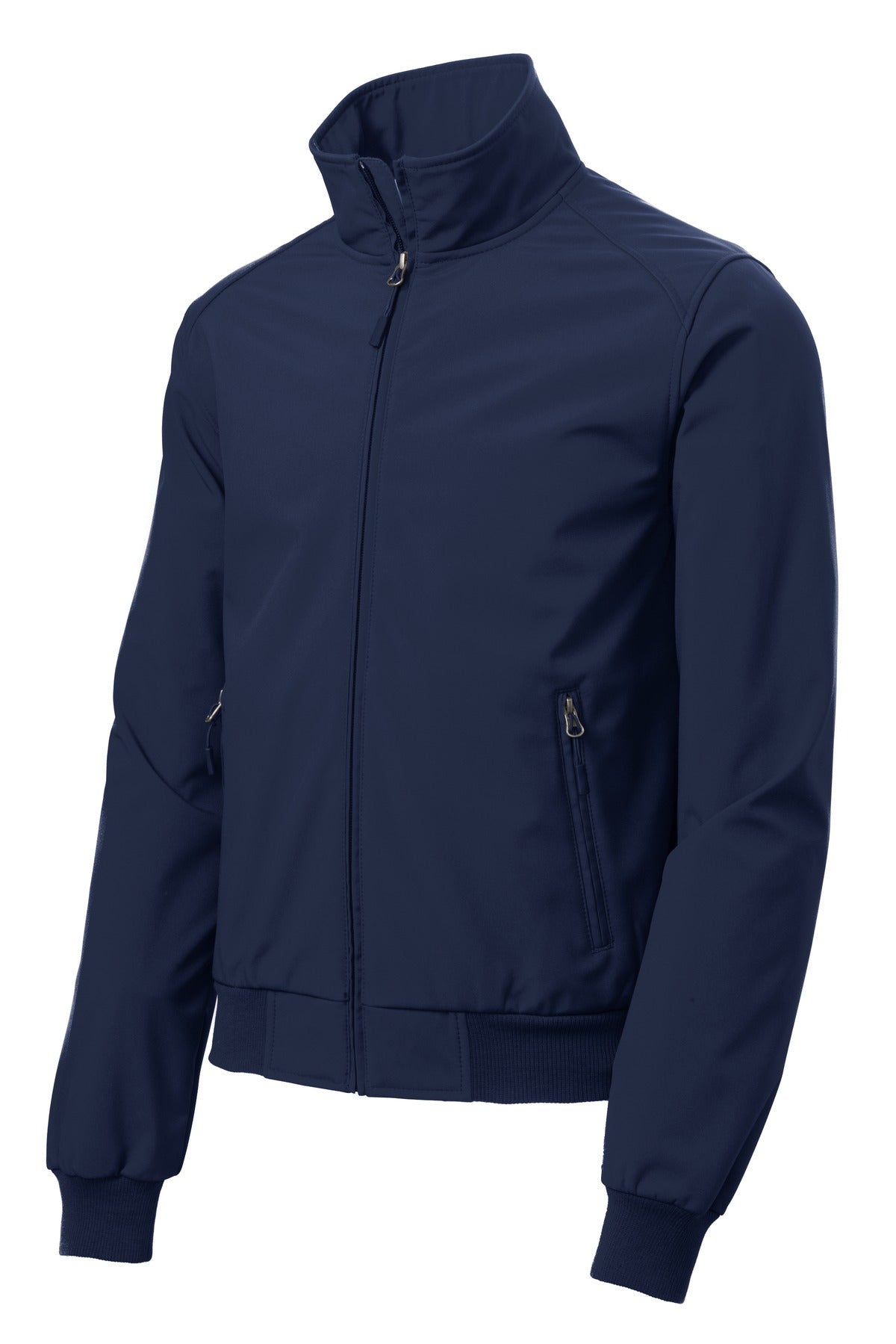 Front View of Dress Blue Nvy Port Authority Soft Shell Bomber Jacket. J337