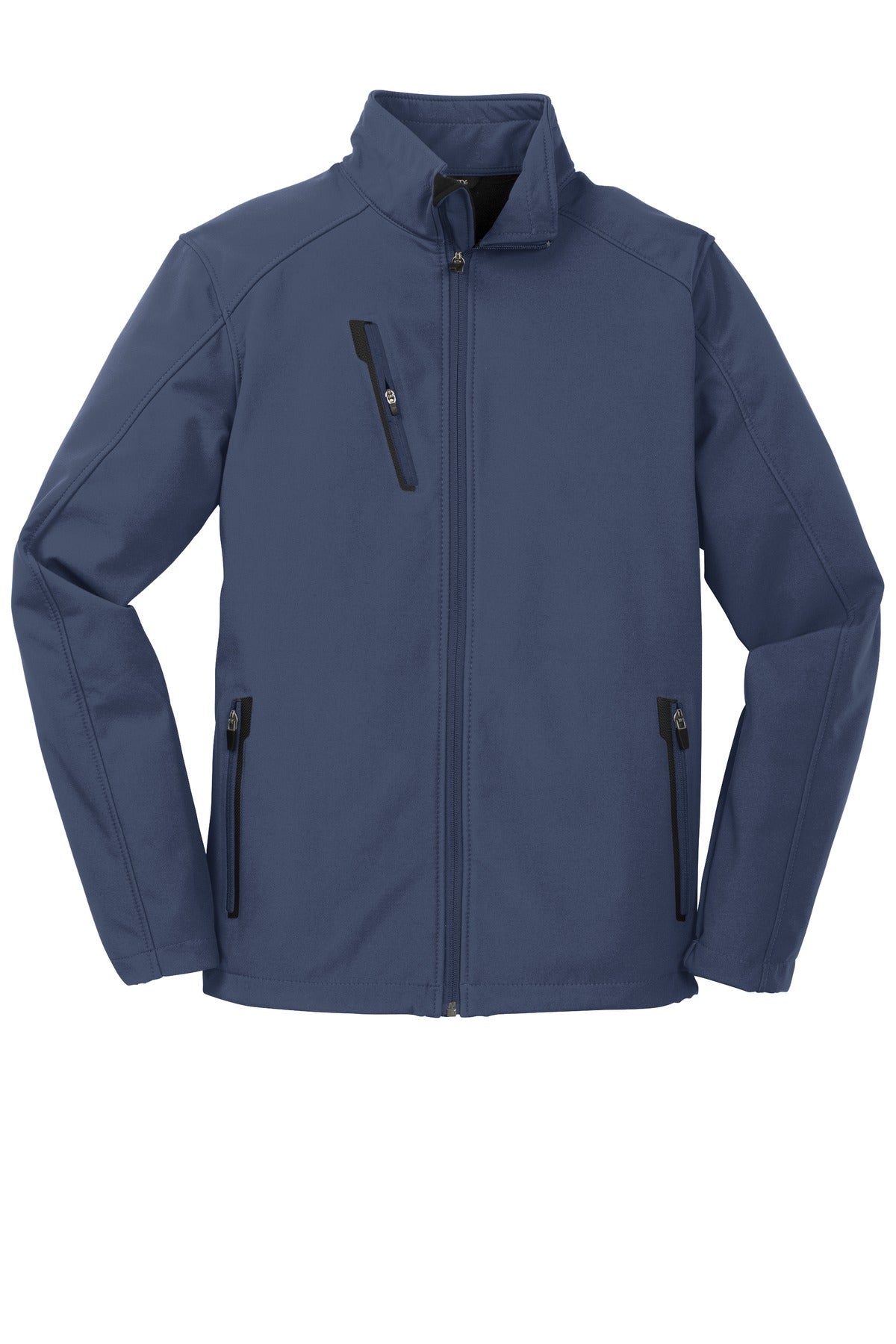 Front View of Dress Blue Nvy Port Authority Welded Soft Shell Jacket. J324