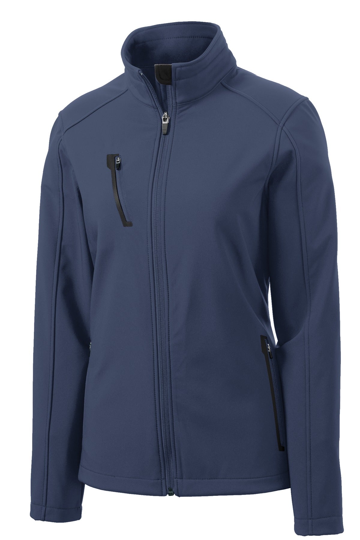 Front View of Dress Blue Nvy Port Authority Women's Welded Soft Shell Jacket. L324