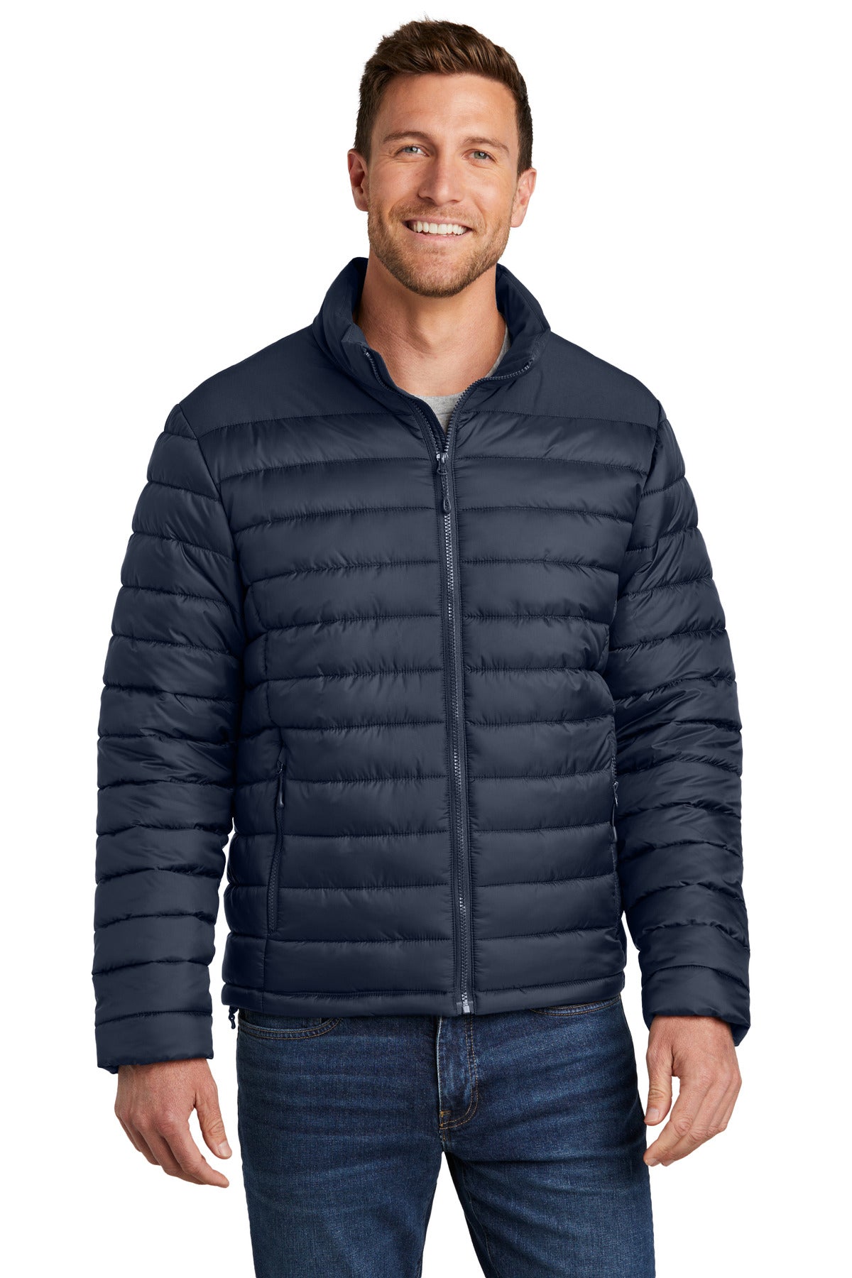 Front View of DsBlNavy Port Authority Horizon Puffy Jacket J364