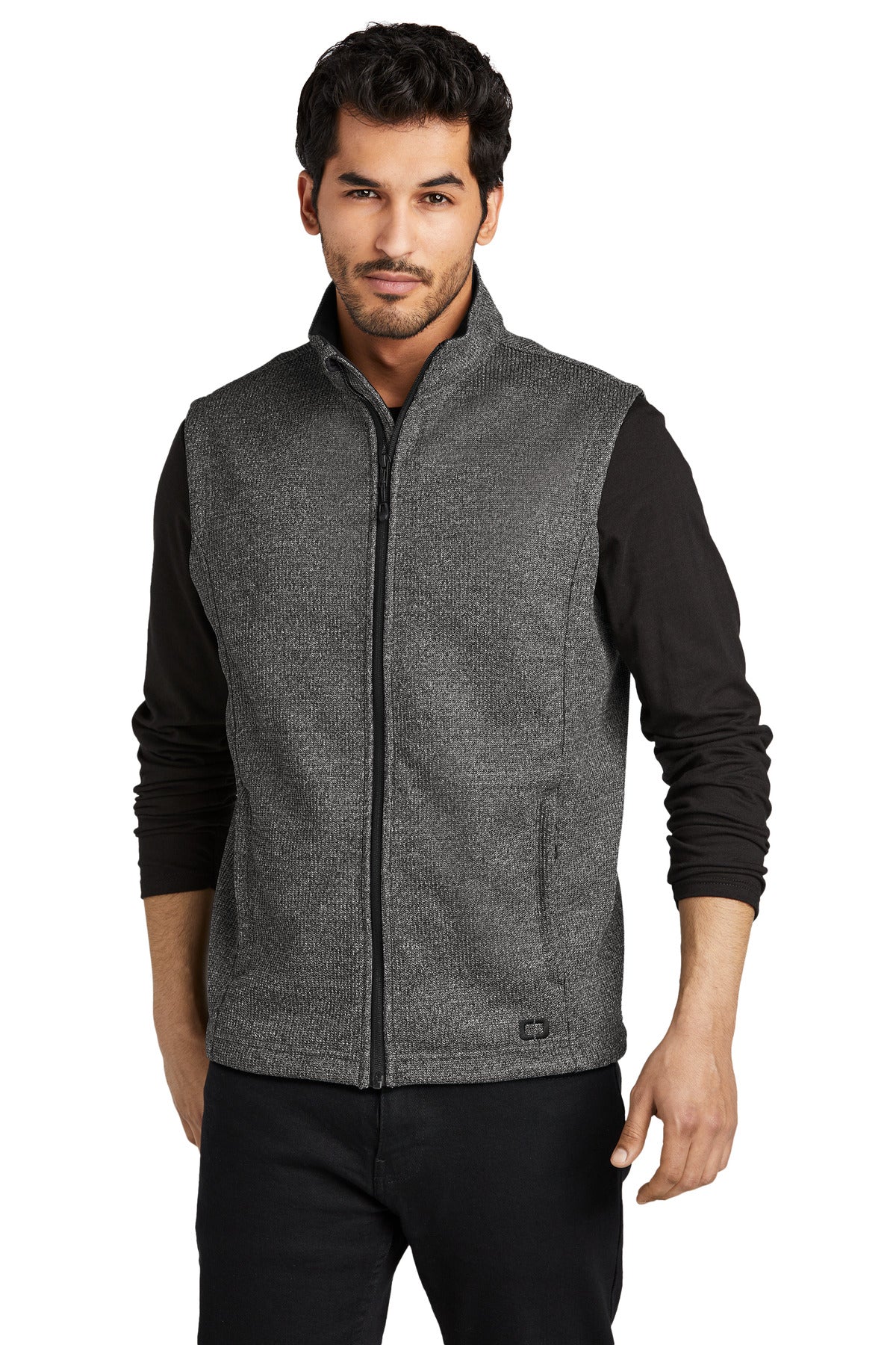 Front View of DslGyHthr OGIO Grit Fleece Vest OG730