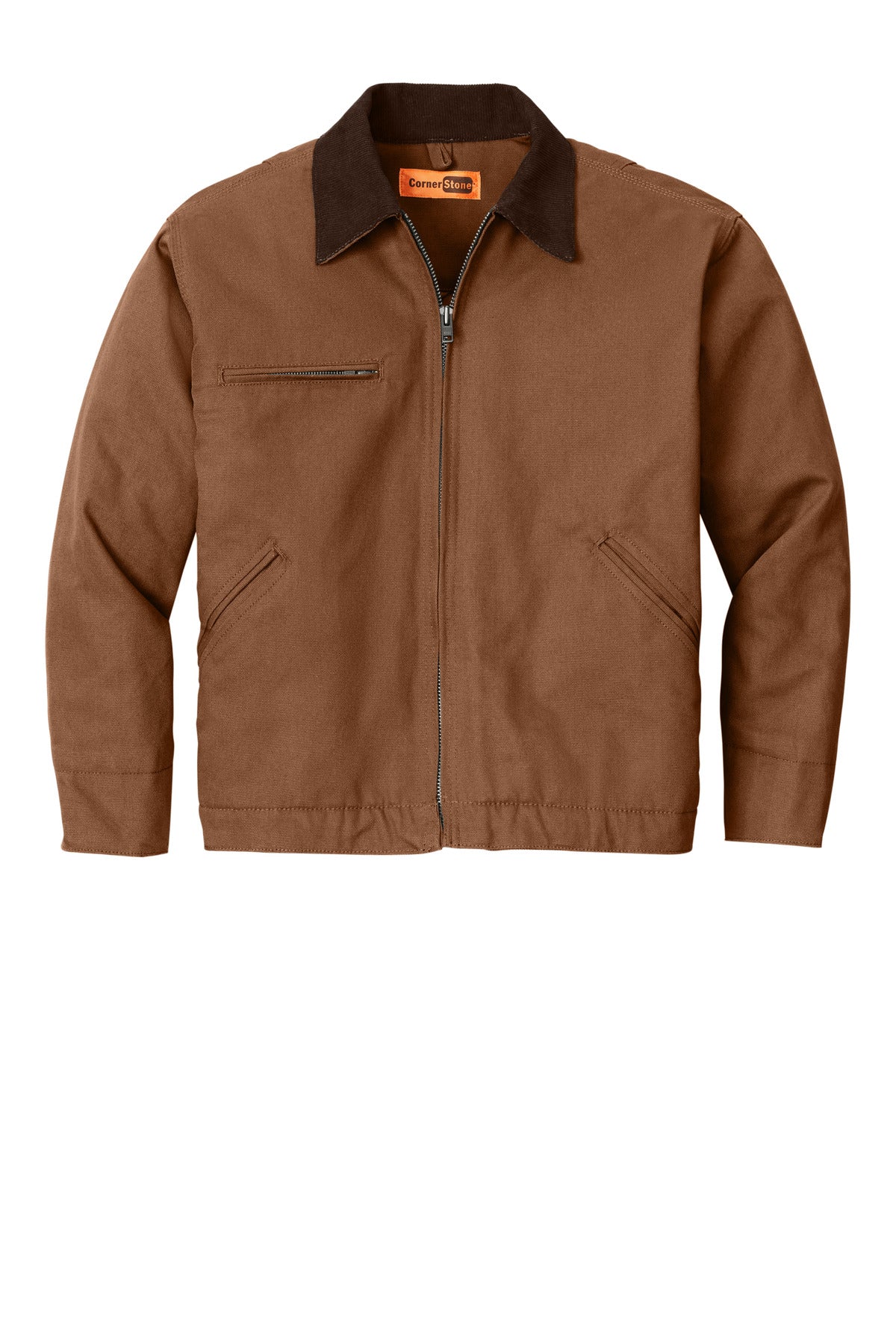 Front View of Duck Brown CornerStone - Duck Cloth Work Jacket. J763