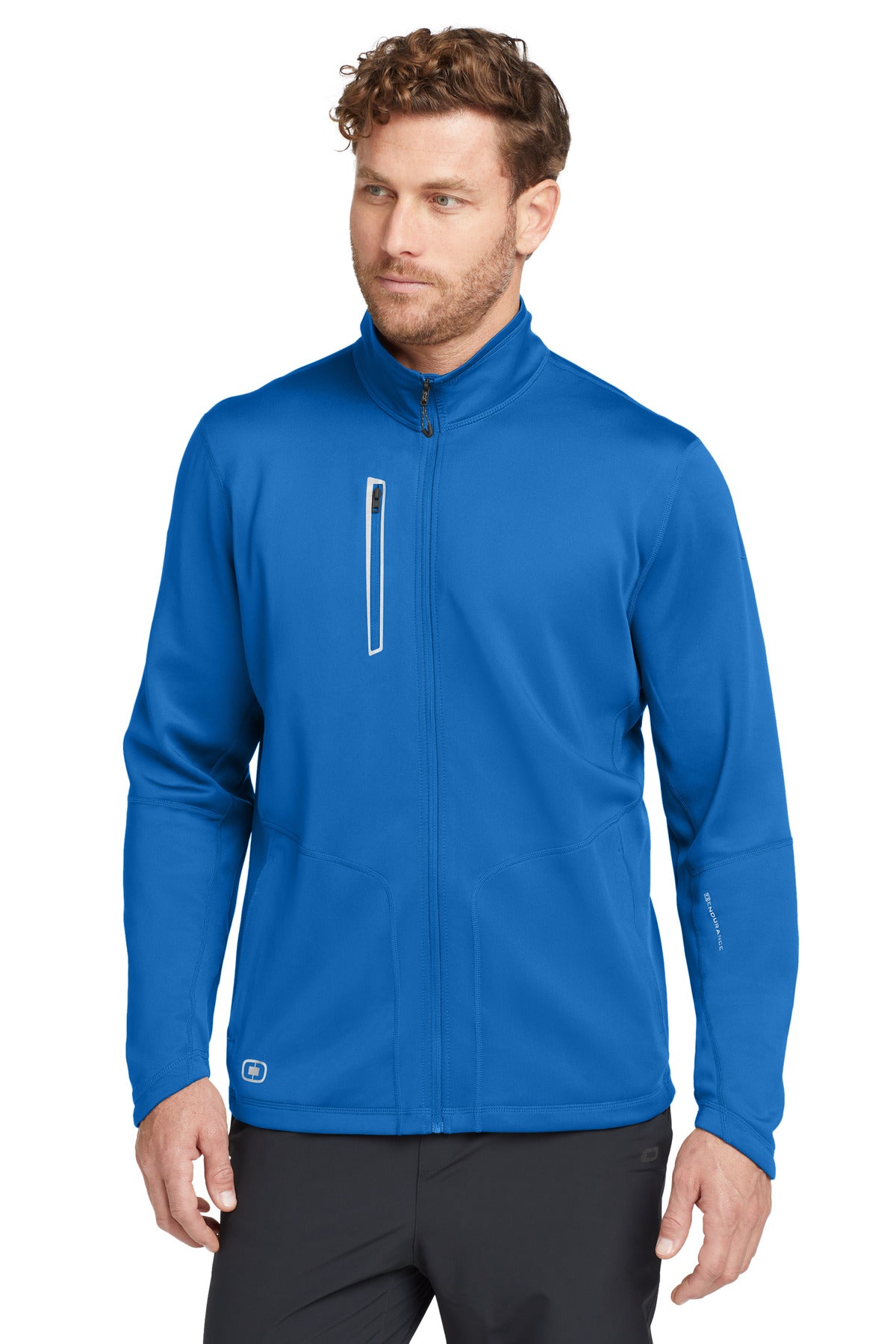 Front View of Electric Blue OGIO Fulcrum Full-Zip. OE700