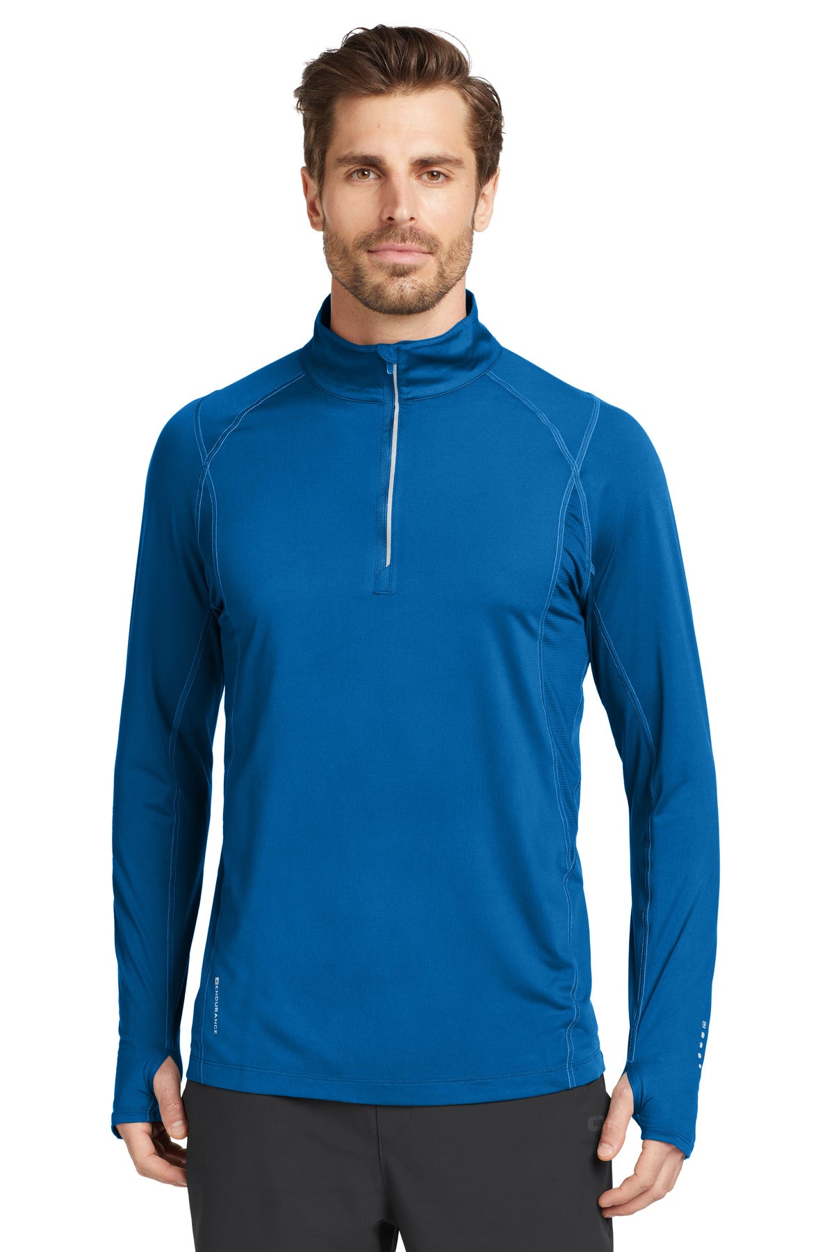 Front View of Electric Blue OGIO Nexus 1/4-Zip Pullover. OE335