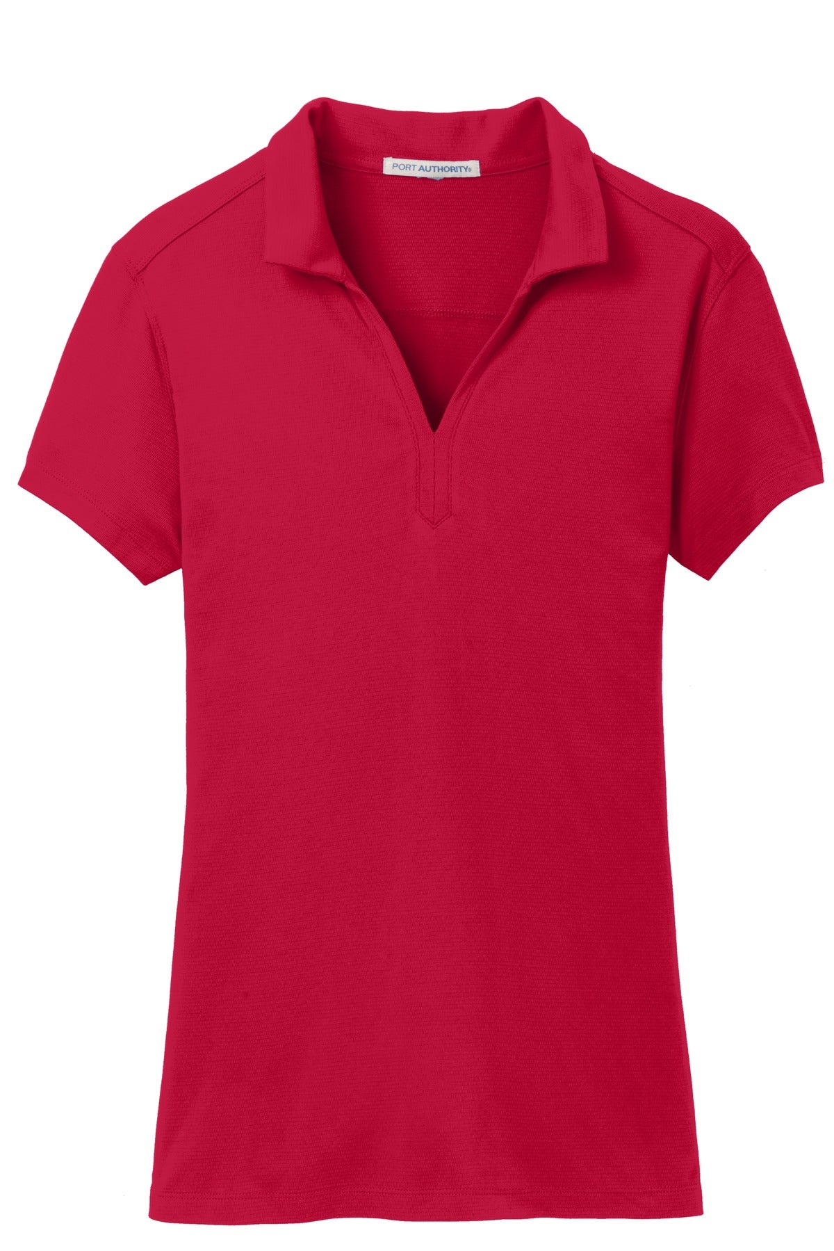 Front View of Engine Red Port Authority Women's Rapid Dry Mesh Polo. L573