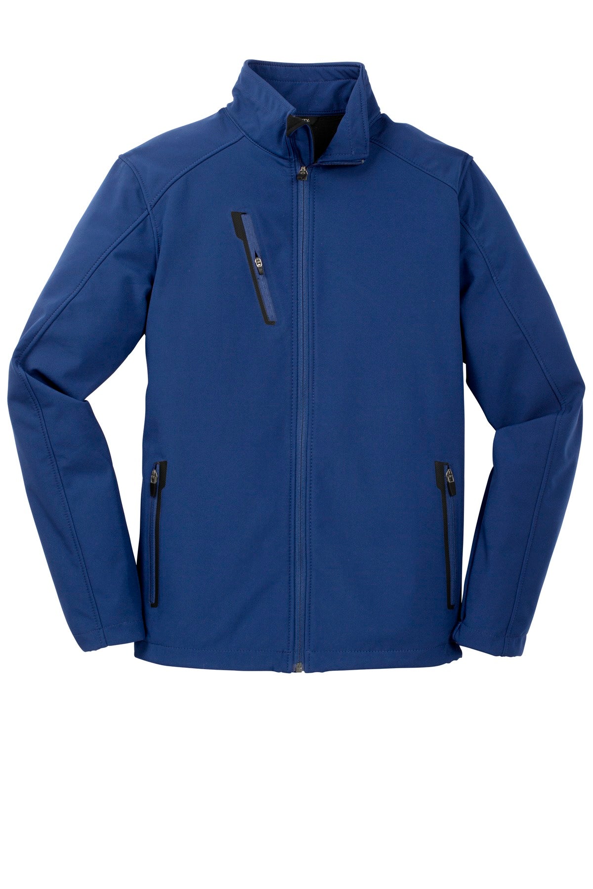 Front View of Estate Blue Port Authority Welded Soft Shell Jacket. J324
