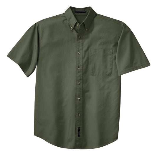 Front View of Faded Olive Port Authority Short Sleeve Twill Shirt. S500T