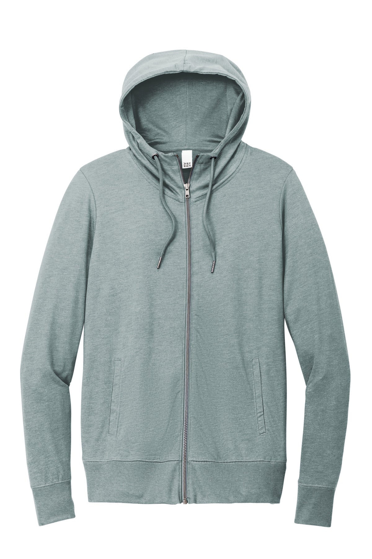 Front View of FlntBluHtr District Women's Featherweight French Terry Full-Zip Hoodie DT673