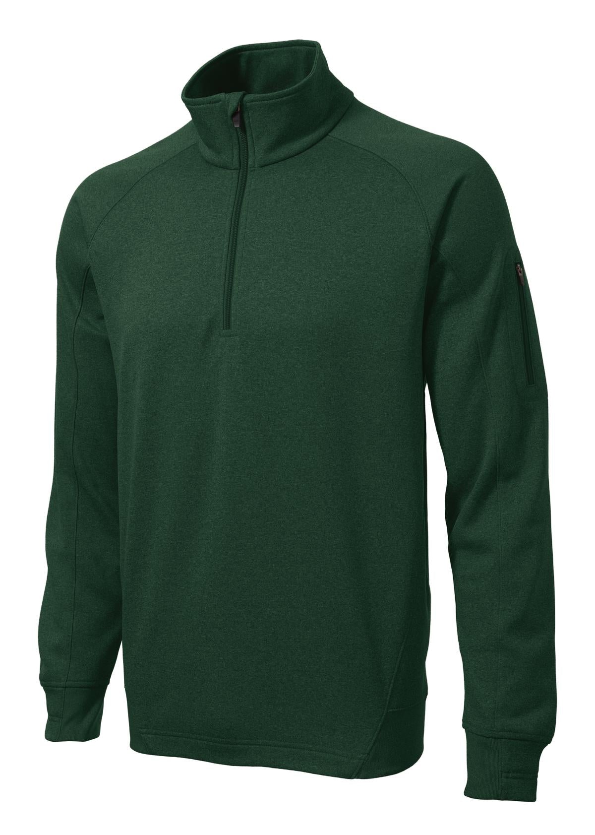 Front View of Forest Green Sport-Tek Tech Fleece 1/4-Zip Pullover. F247