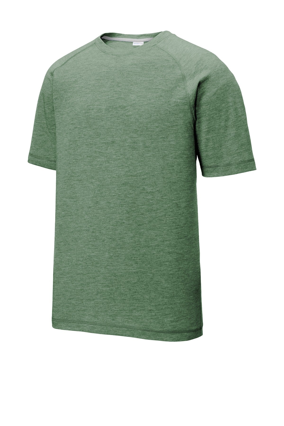 Front View of Forest Grn Hth Sport-Tek PosiCharge Tri-Blend Wicking Raglan Tee. ST400