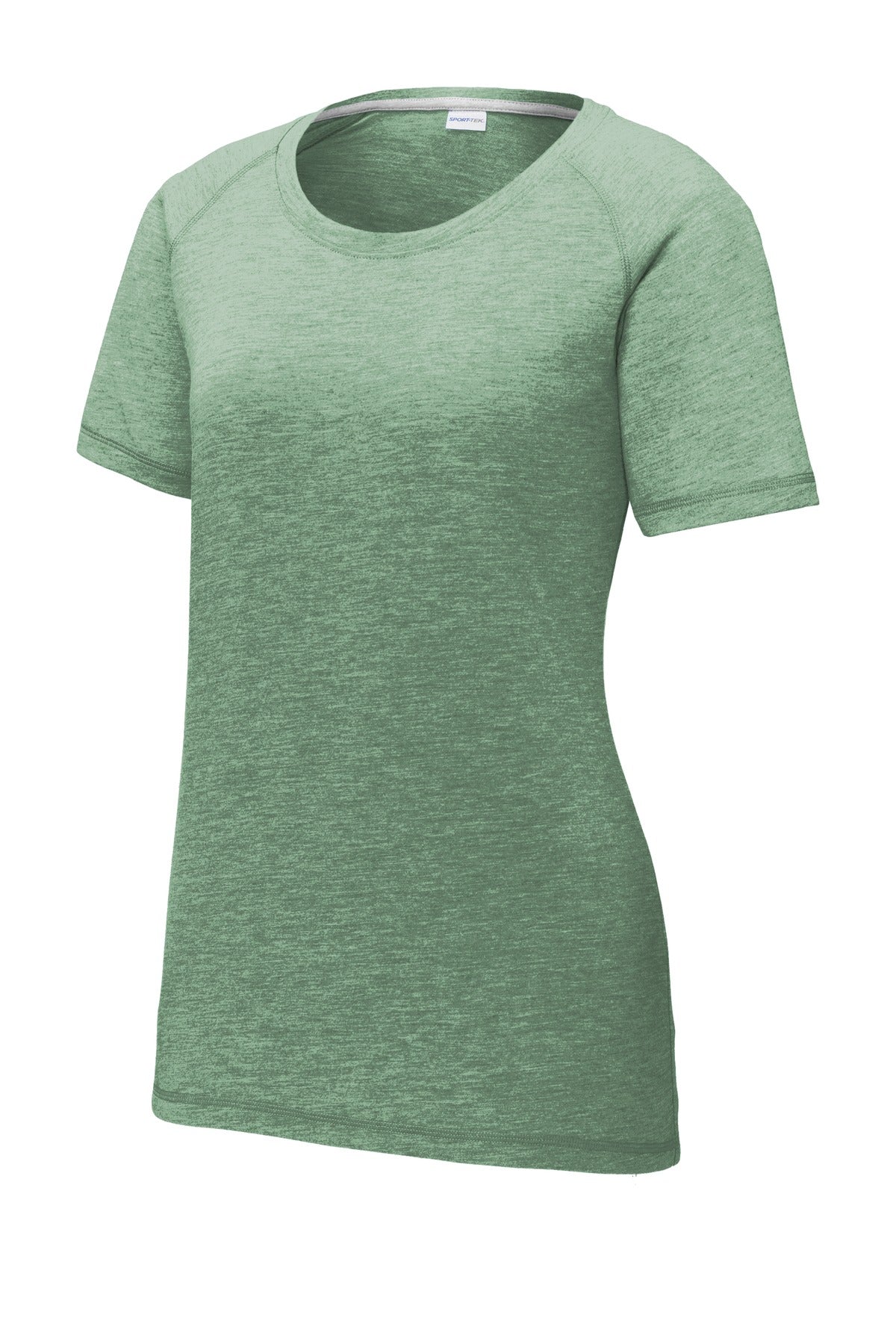 Front View of Forest Grn Hth Sport-Tek Women's PosiCharge Tri-Blend Wicking Scoop Neck Raglan Tee. LST400