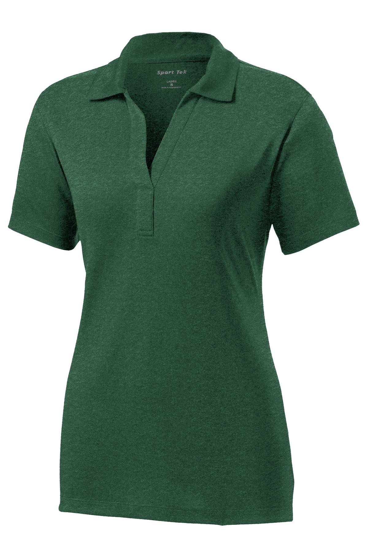 Front View of Forest Grn Htr Sport-Tek Women's Heather Contender Polo. LST660