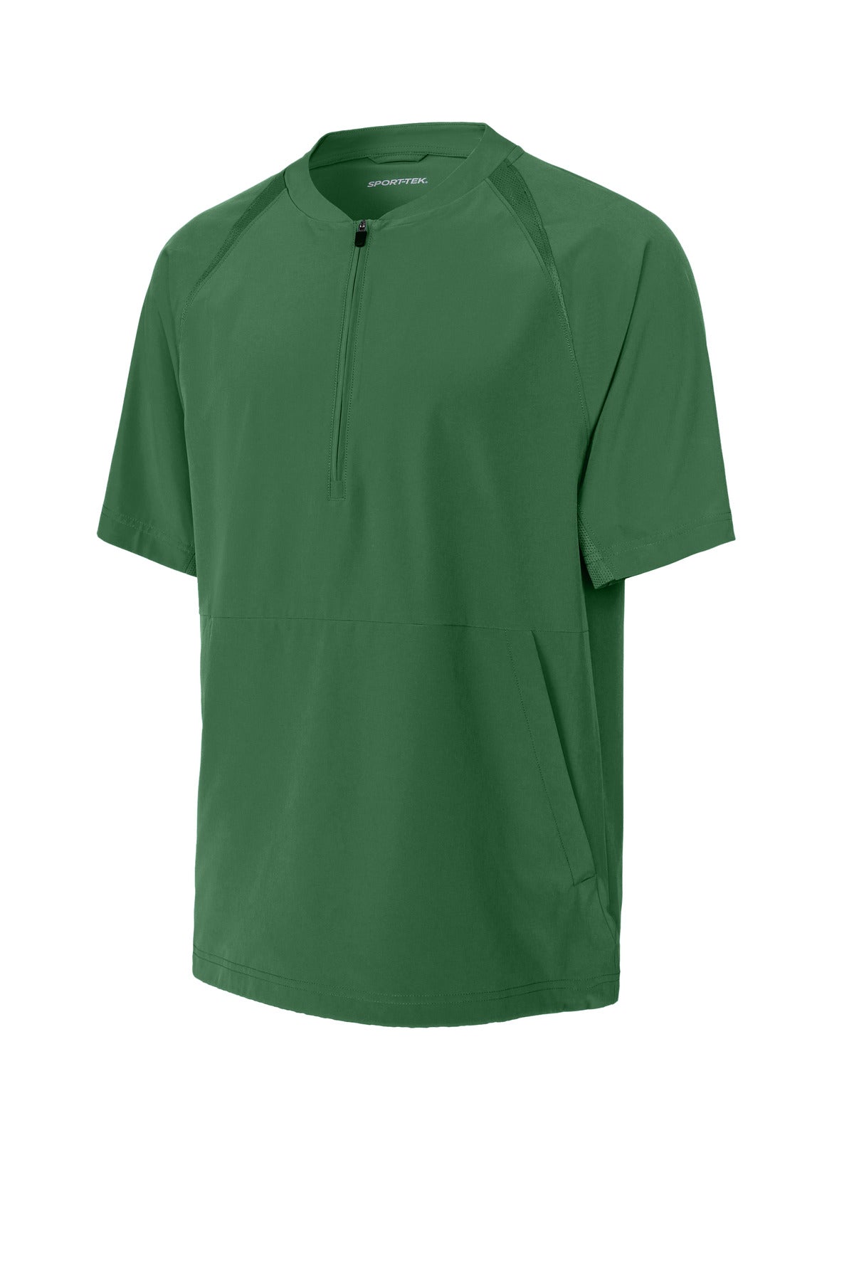 Front View of ForestGrn Sport-Tek Repeat 1/2-Zip Short Sleeve Jacket JST489