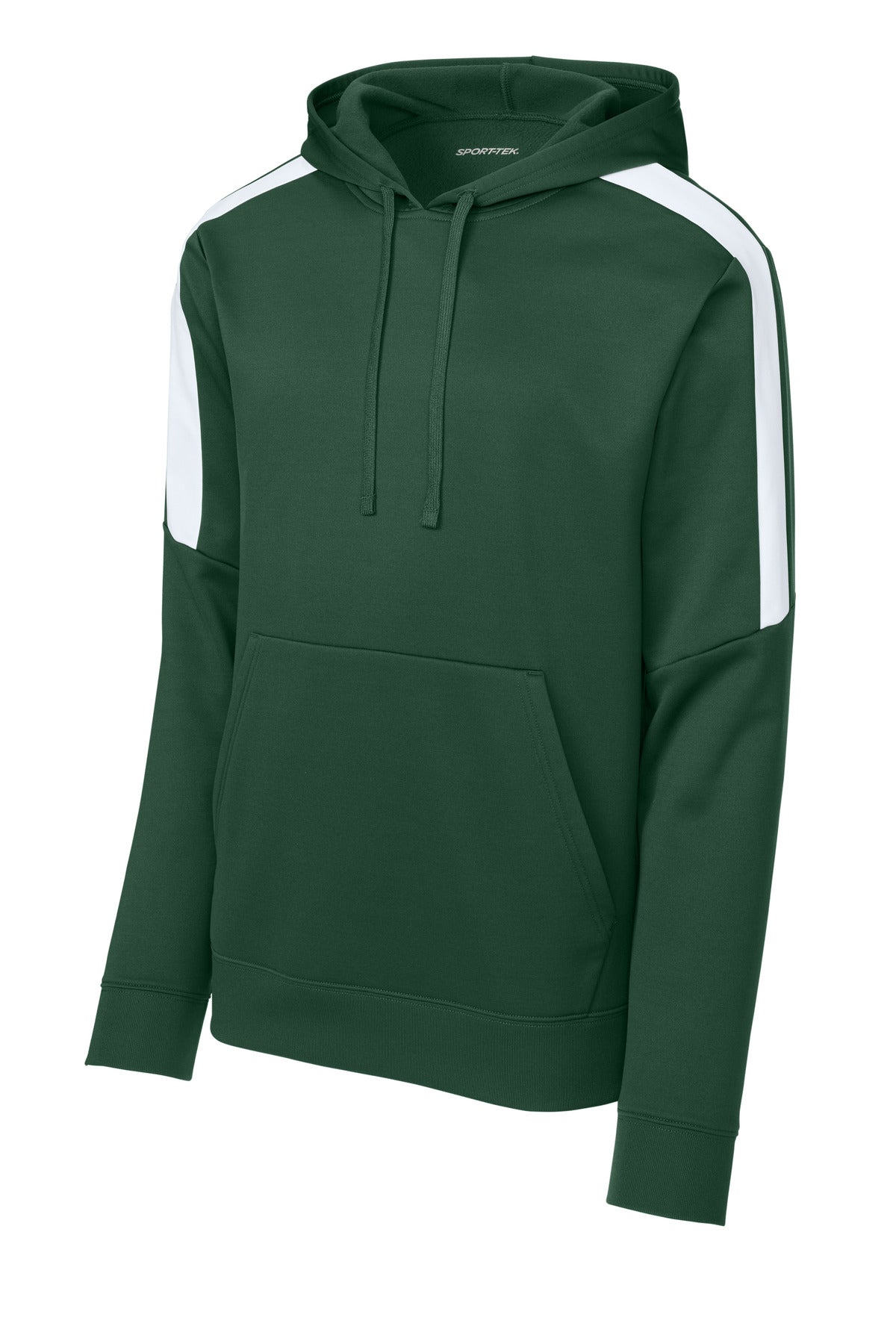 Front View of FrGn/White Sport-Tek Sport-Wick Fleece United Pullover Hoodie ST255