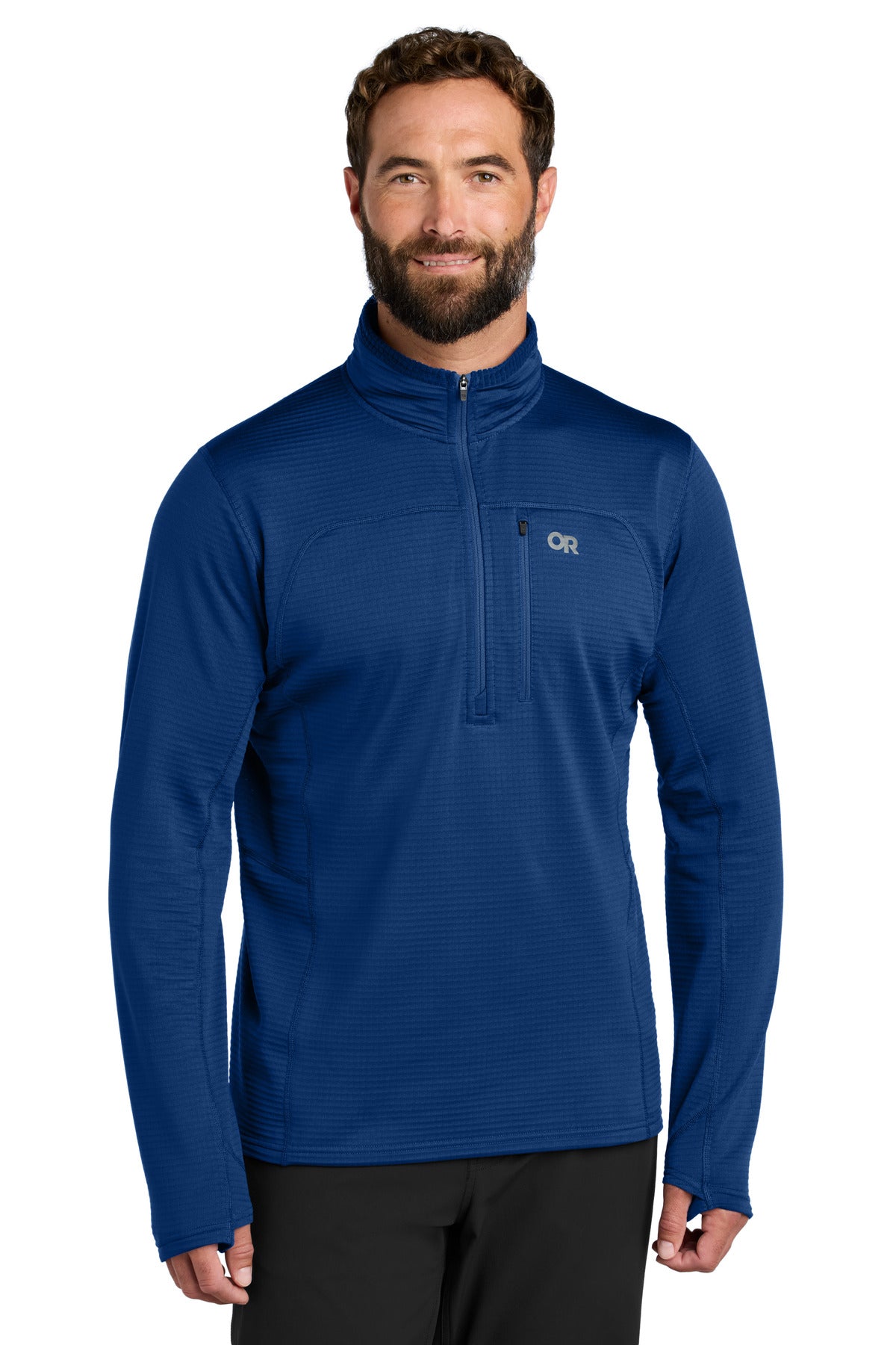 Front View of GalaxyBlue LIMITED EDITION Outdoor Research Tech Grid 1/4-Zip Fleece OR322267