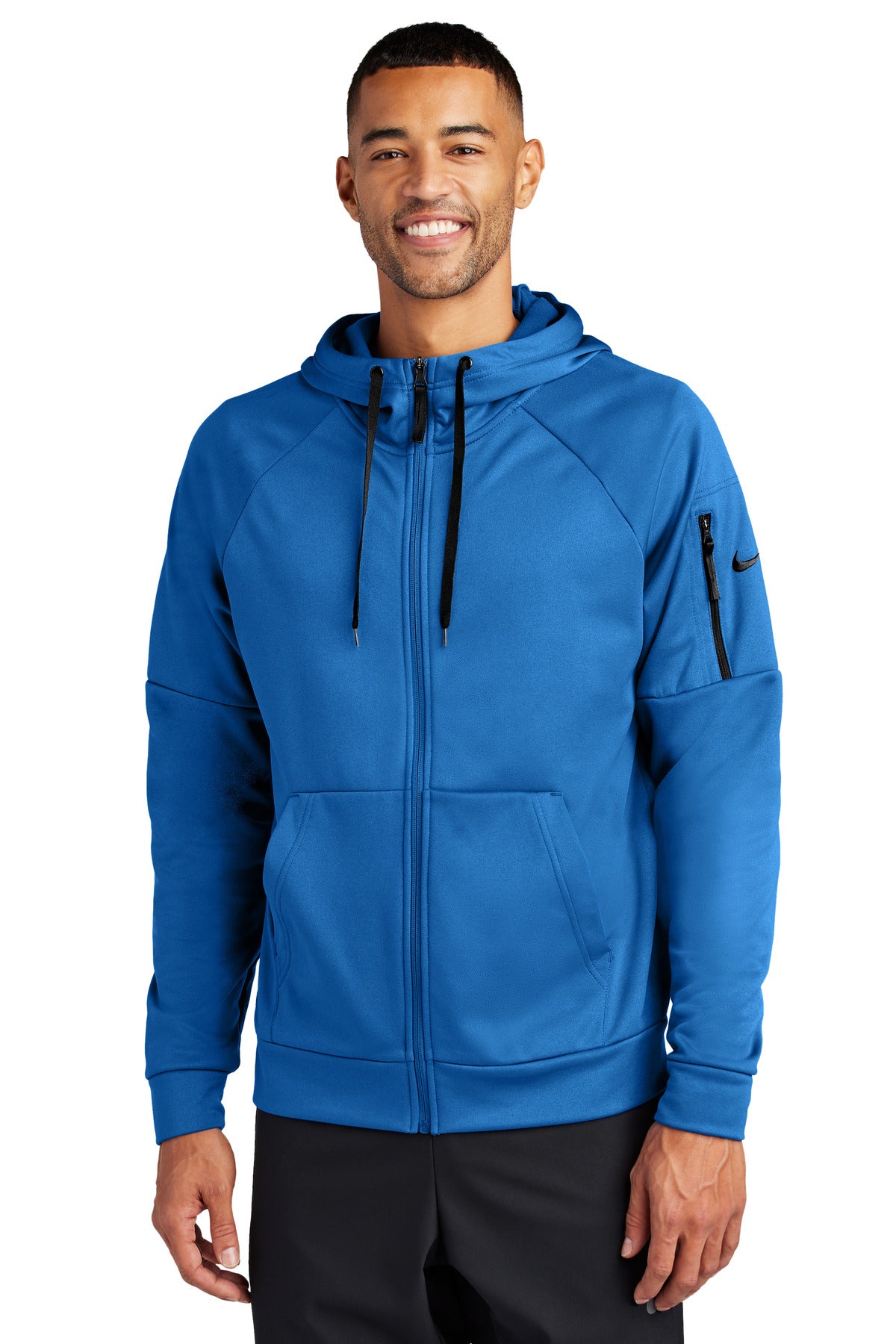 Front View of GameRoyal Nike Therma-FIT Pocket Full-Zip Fleece Hoodie NKFD9859