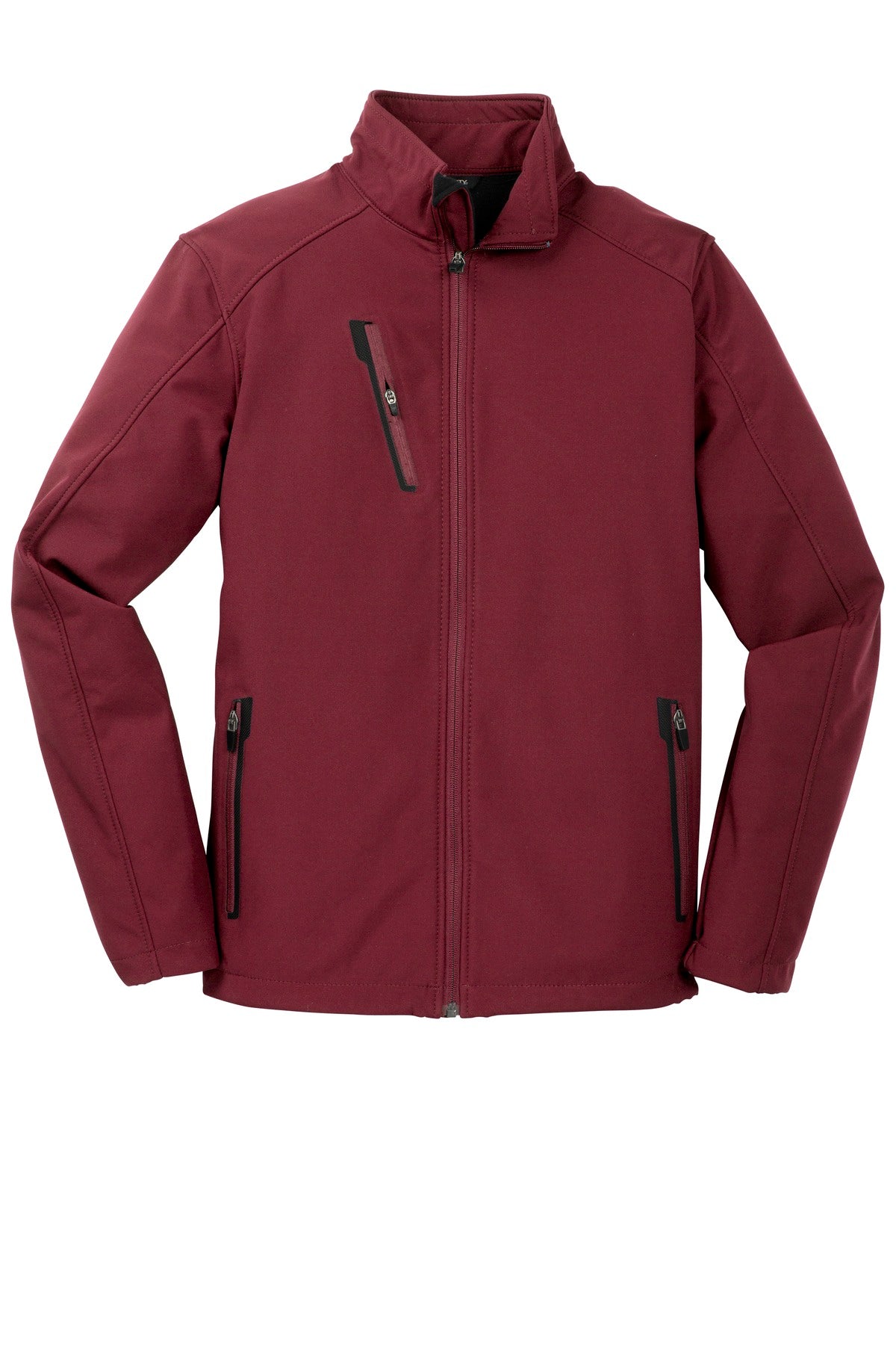 Front View of Garnet Port Authority Welded Soft Shell Jacket. J324