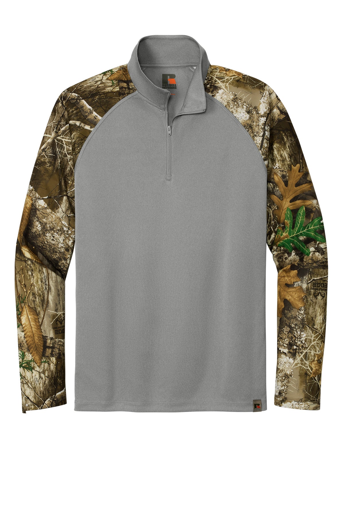 Front View of GConH/RTEd Russell Outdoors Realtree Colorblock Performance 1/4-Zip RU152