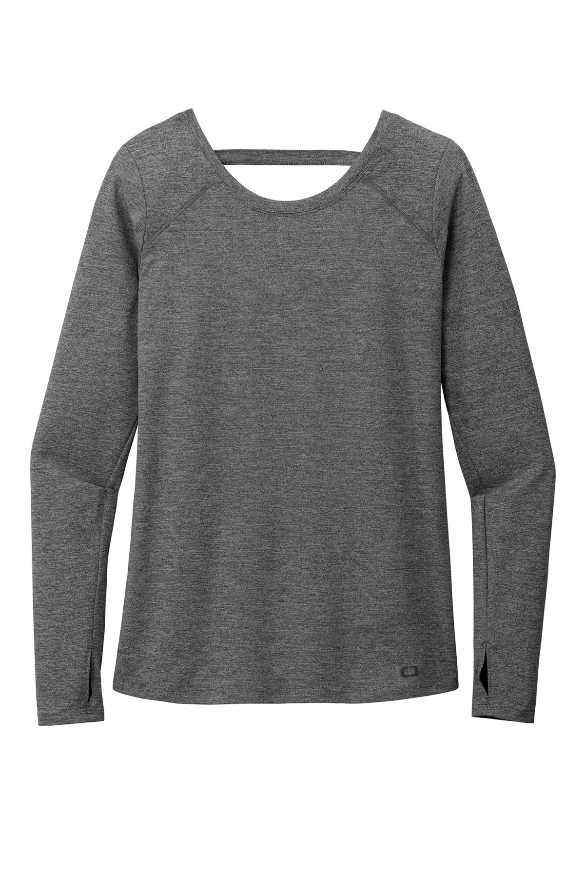 Front View of Gear Grey Hthr OGIO Women's Force Long Sleeve Tee LOE340