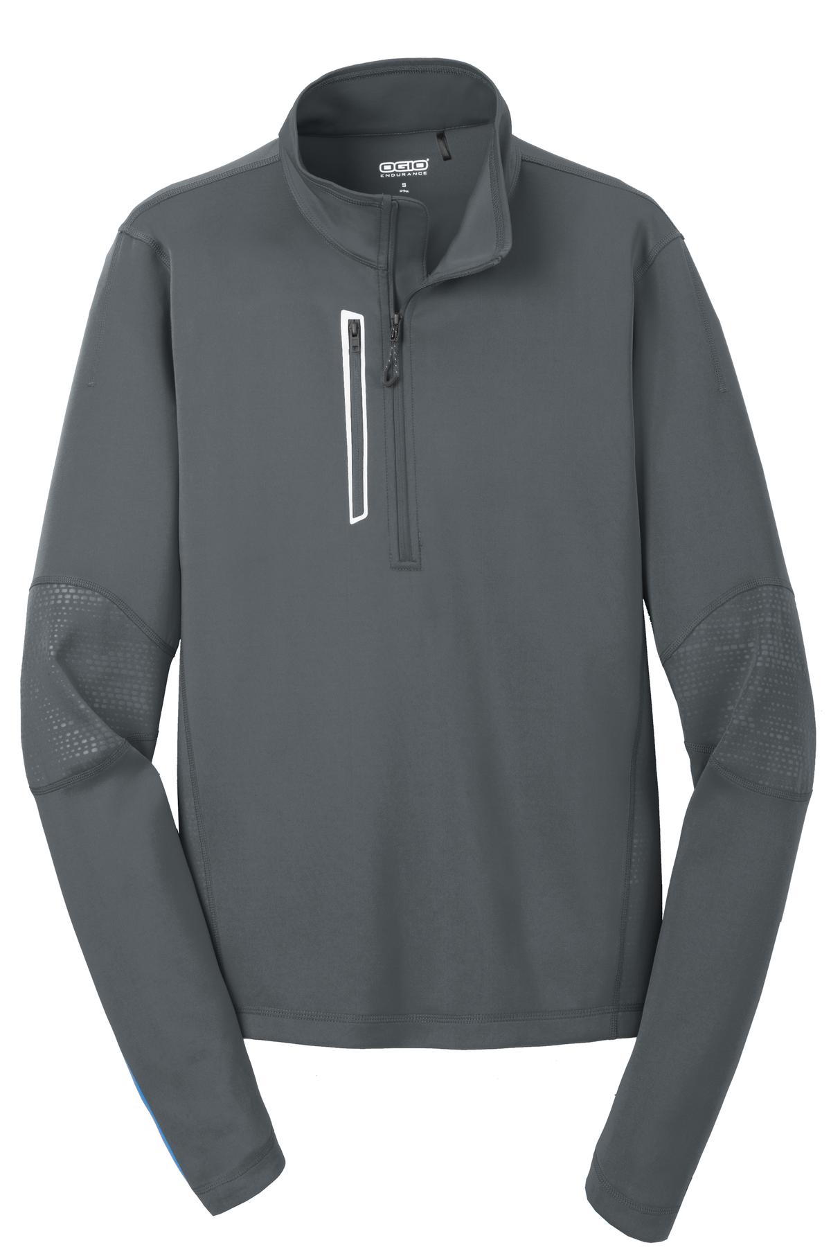 Front View of Gear Grey OGIO Fulcrum 1/4-Zip. OE701