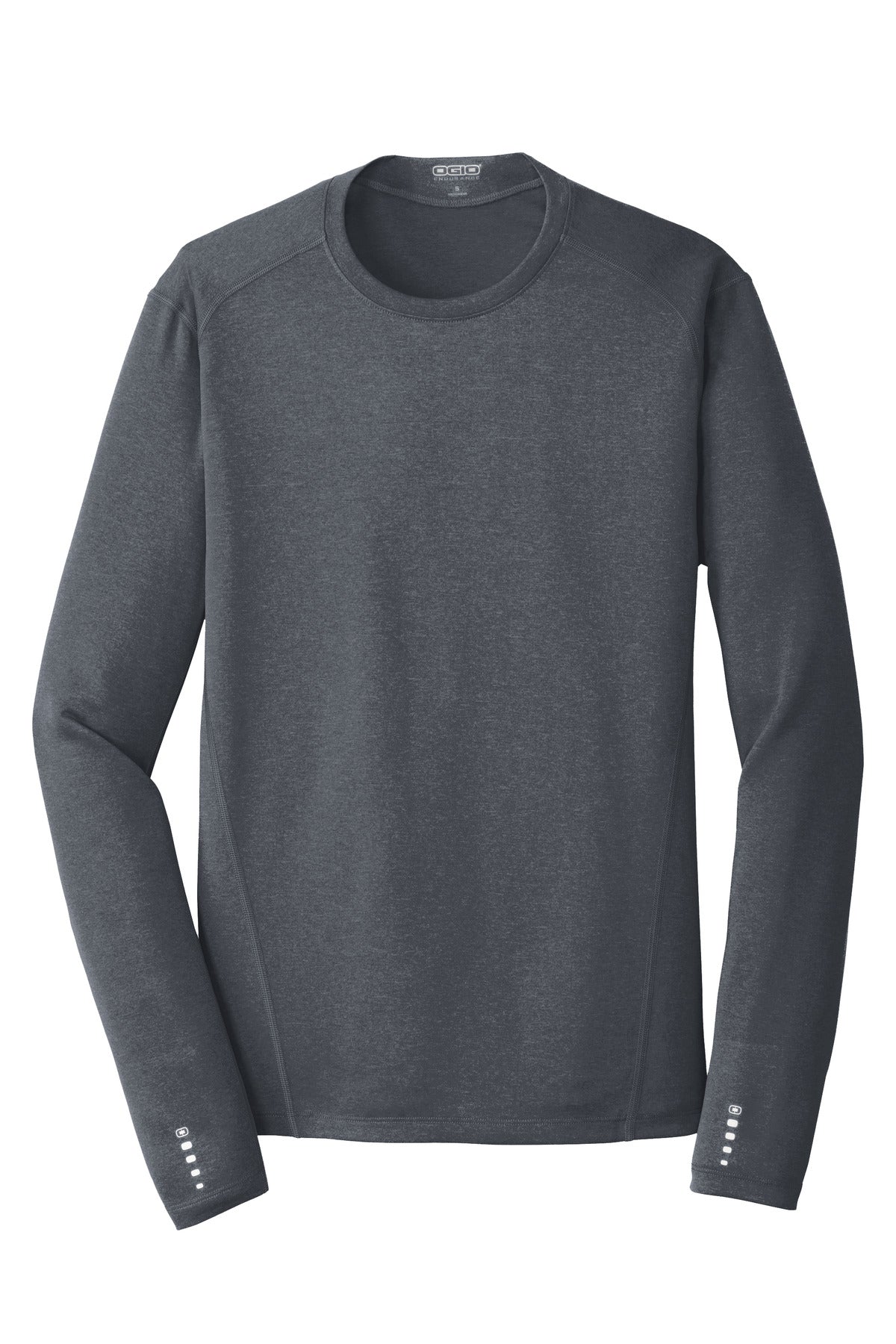 Front View of Gear Grey OGIO Long Sleeve Pulse Crew. OE321