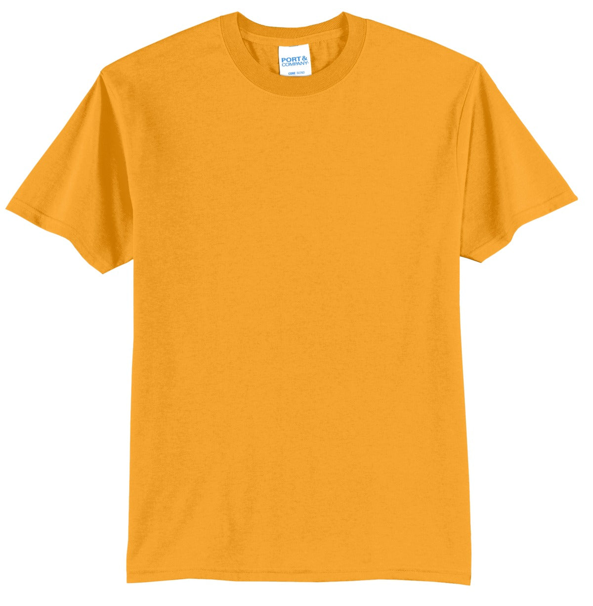 Front View of Gold Port & Company Tall Core Blend Tee. PC55T