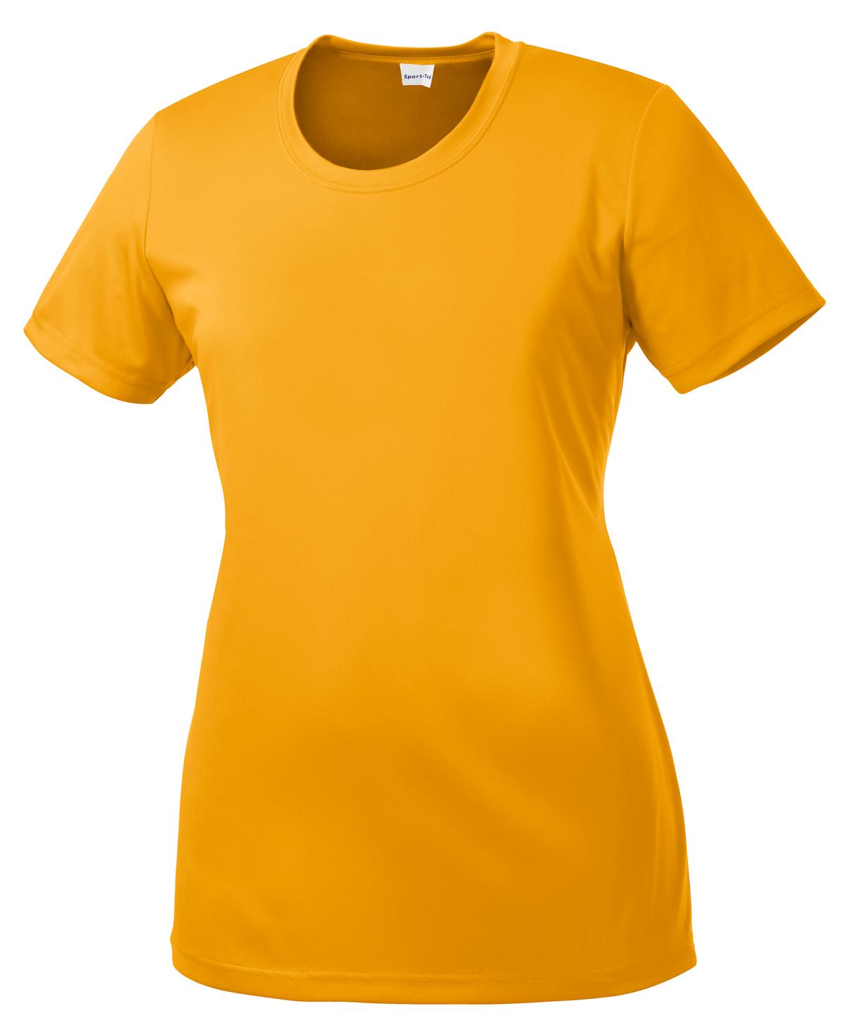 Front View of Gold Sport-Tek Women's PosiCharge Competitor Tee. LST350