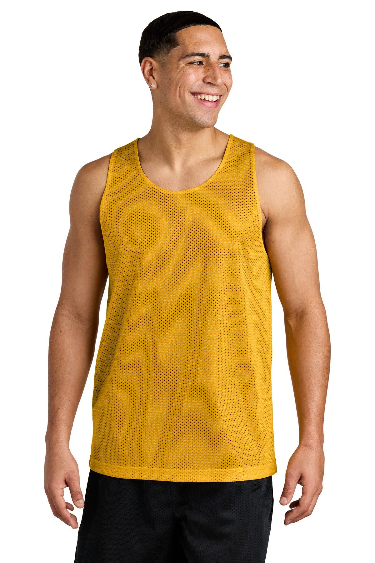 Front View of Gold/Black Sport-Tek PosiCharge Reversible Mesh Tank ST5000