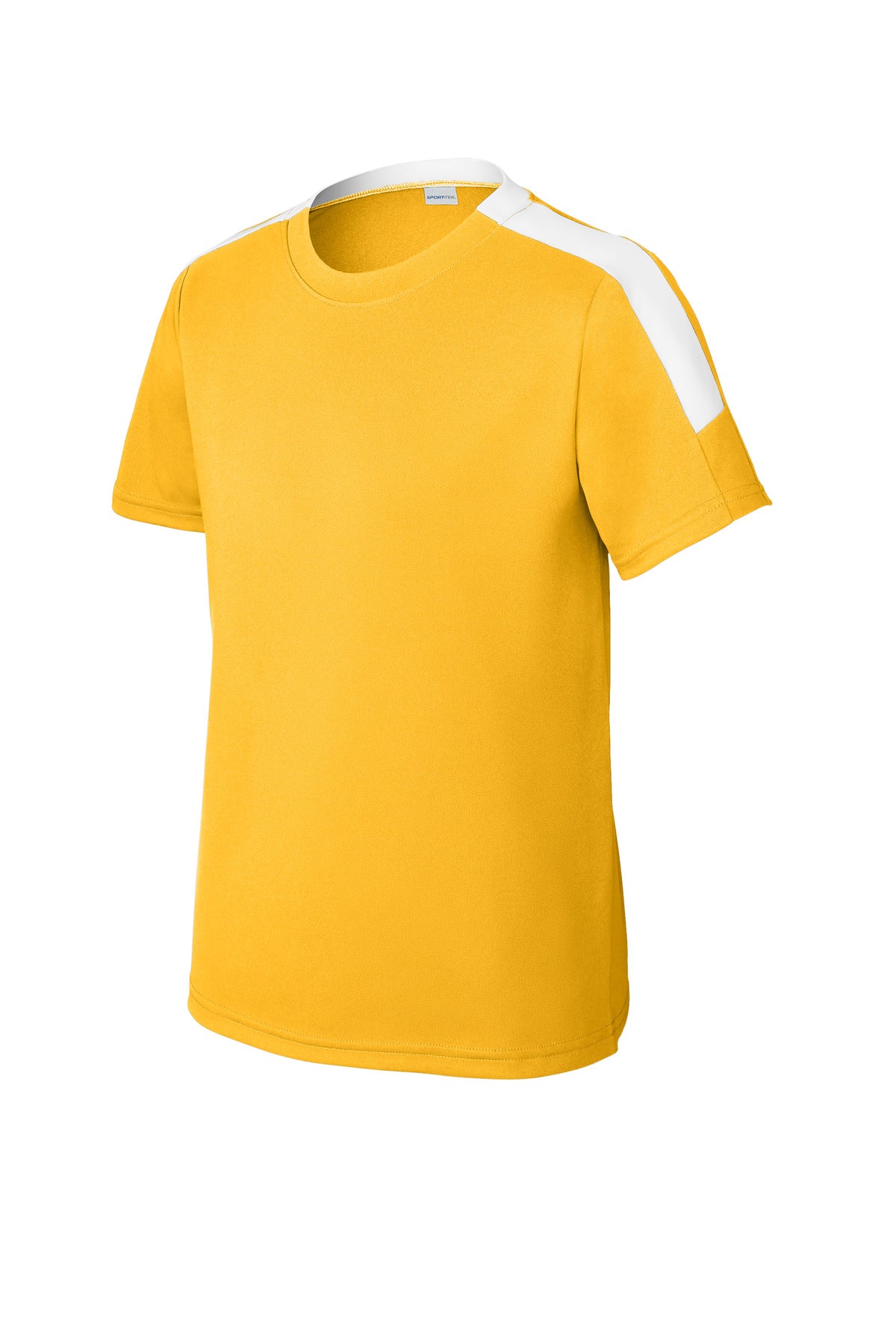 Front View of Gold/White Sport-Tek Youth Competitor United Crew YST100
