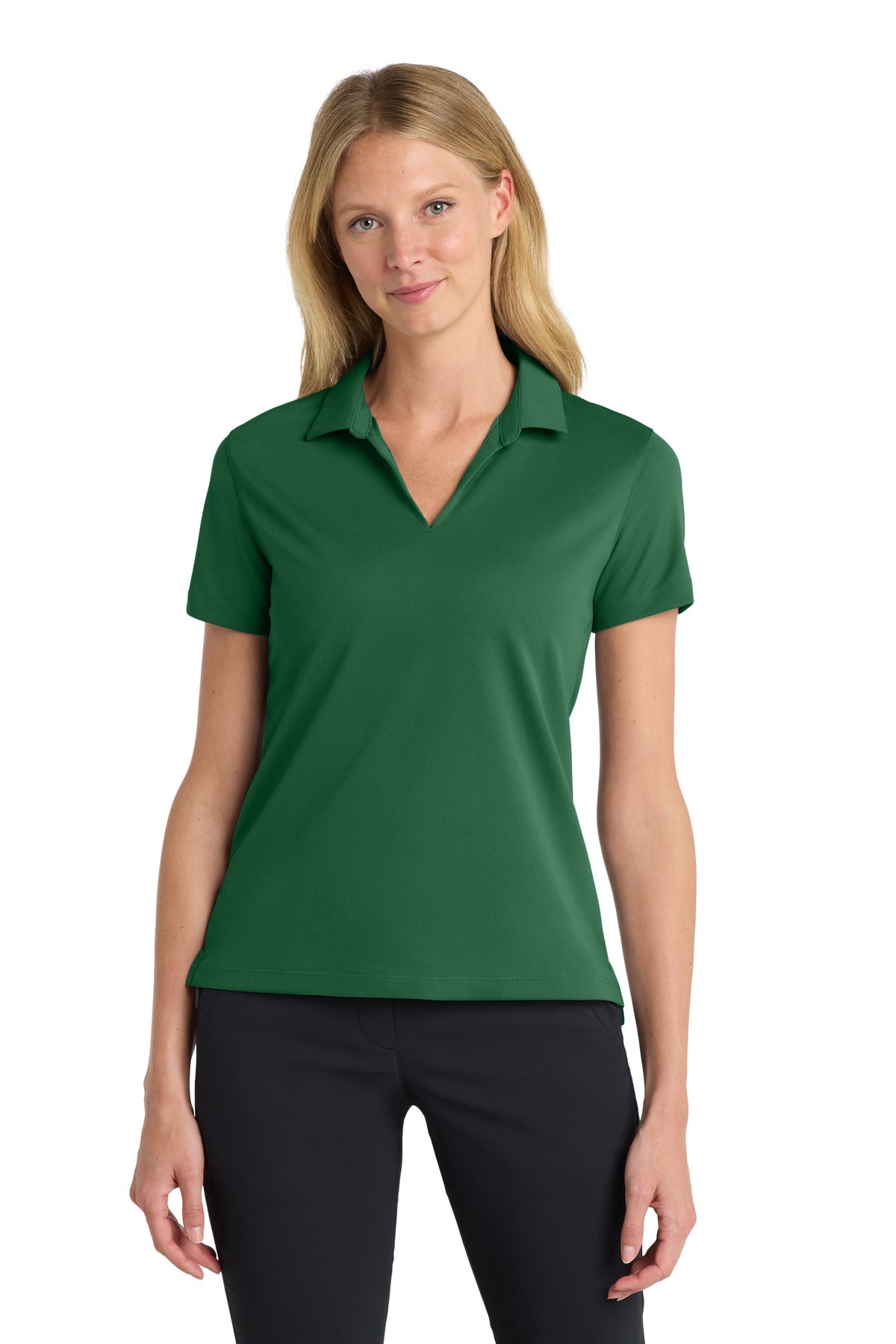 Front View of GorgeGreen Nike Women's Dri-FIT Micro Pique 2.0 Polo NKDC1991