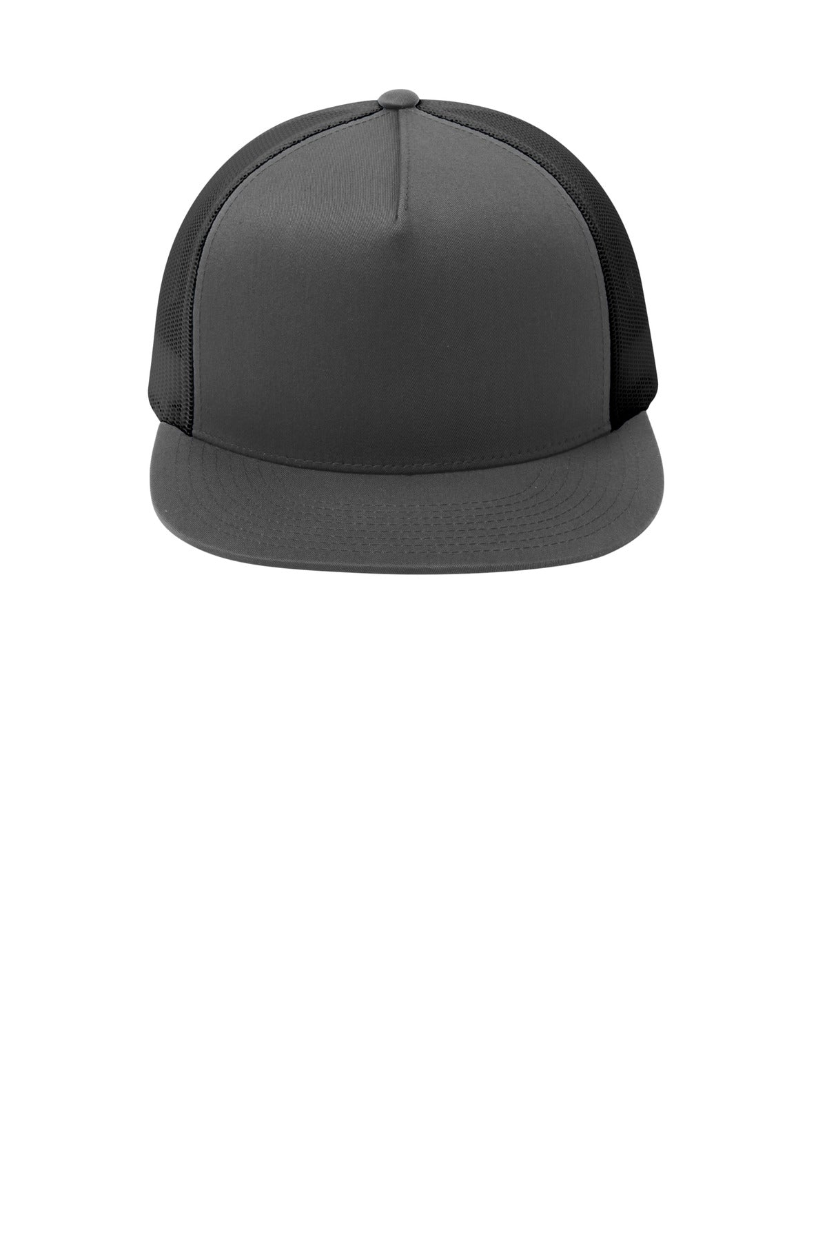 Front View of Graph Gy/Gr Gy Sport-Tek YP Classics 5-Panel Classic Trucker Mesh Back Cap. STC38